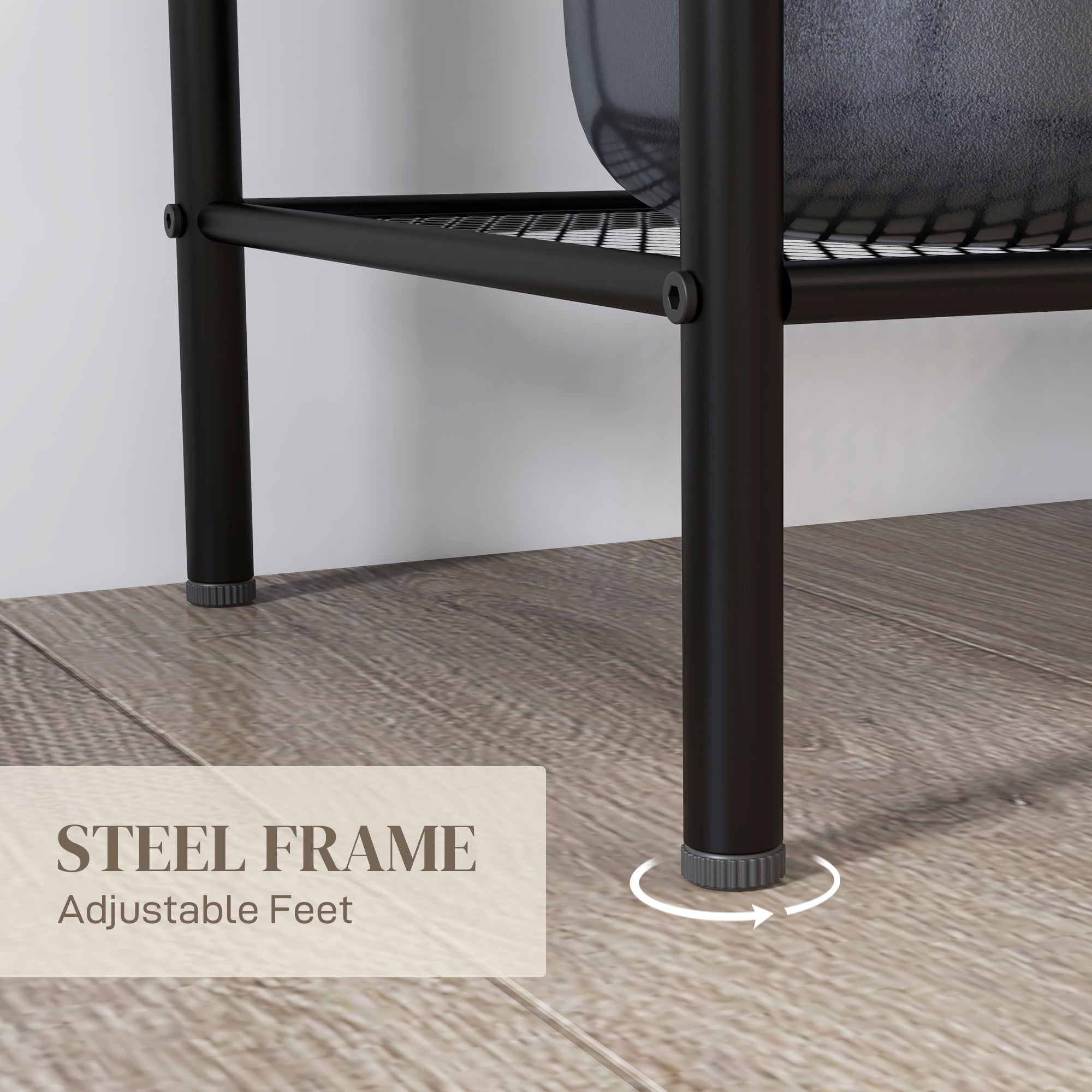 HOMCOM Five-Tier Steel Frame Kitchen Shelving Unit - Black - North Peak Garden Furniture