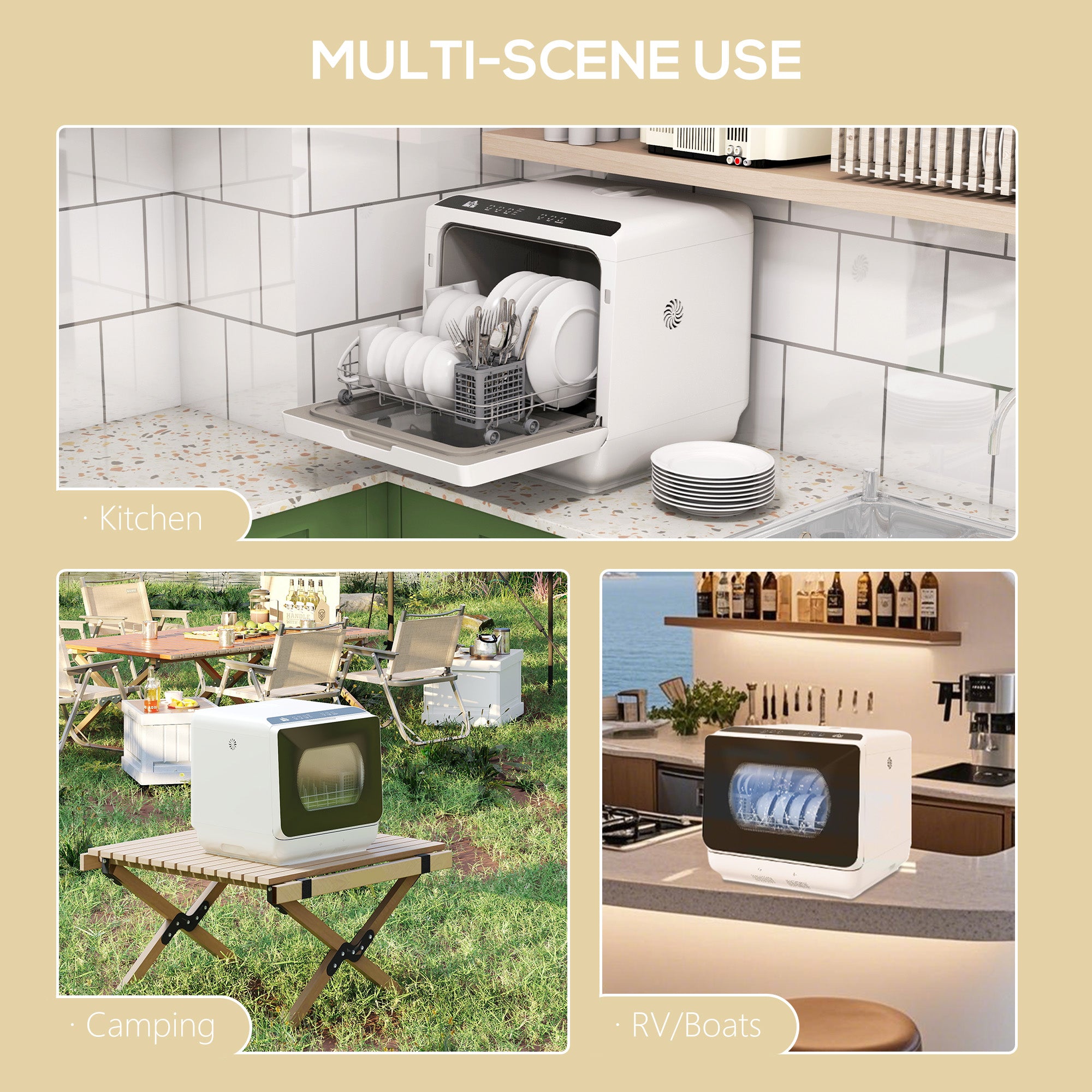 HOMCOM Multi-Program 6L Tabletop Dishwasher - North Peak Garden Furniture