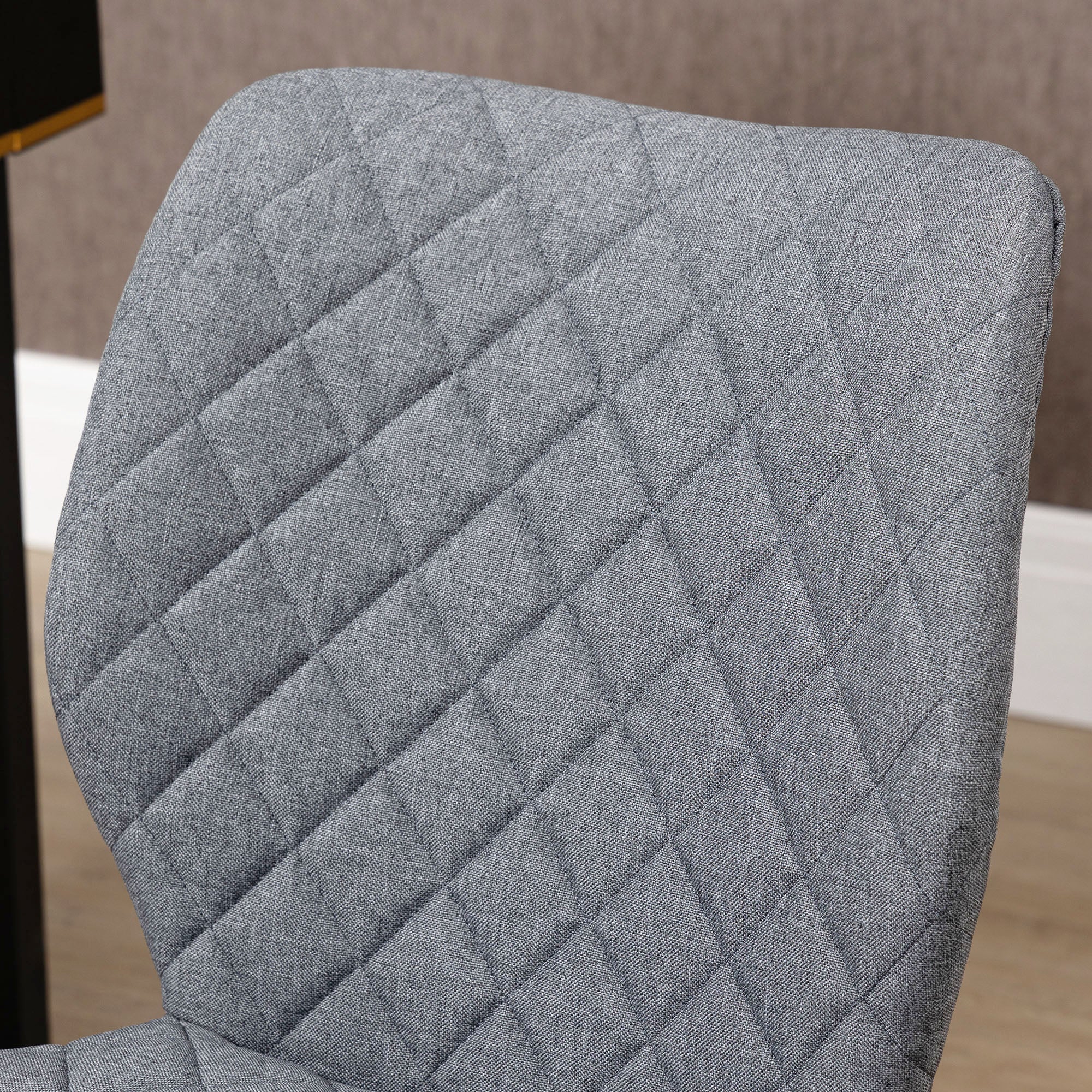 Vinsetto Armless Office Chair Adjustable Computer Chair Swivel Chair with Rolling Wheels and Linen Fabric Back Support for Home Office Students Study Grey - North Peak Garden Furniture