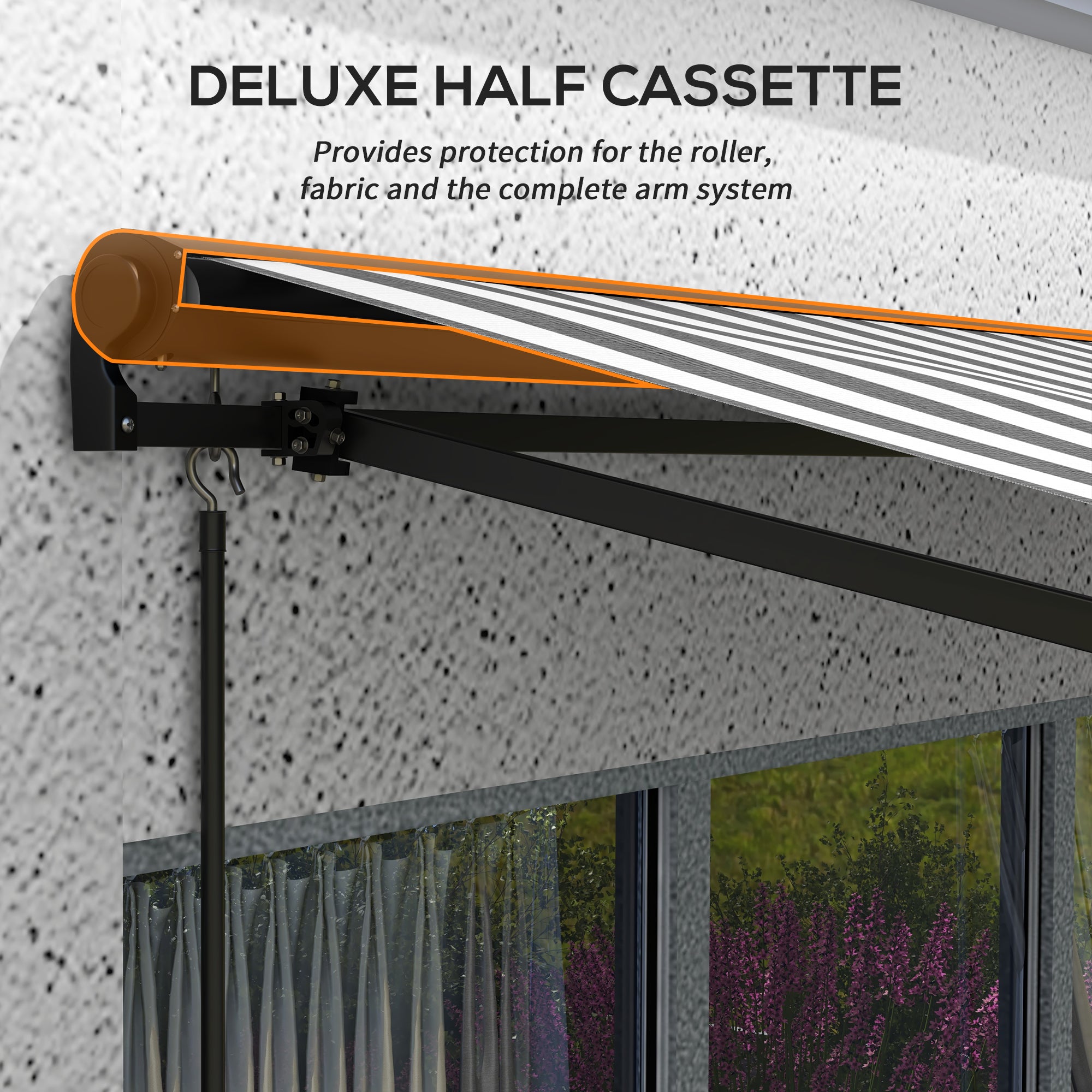 Outsunny 2.5 x 3.5m Aluminium Frame Electric Awning, with Remote - Grey/White - North Peak Garden Furniture