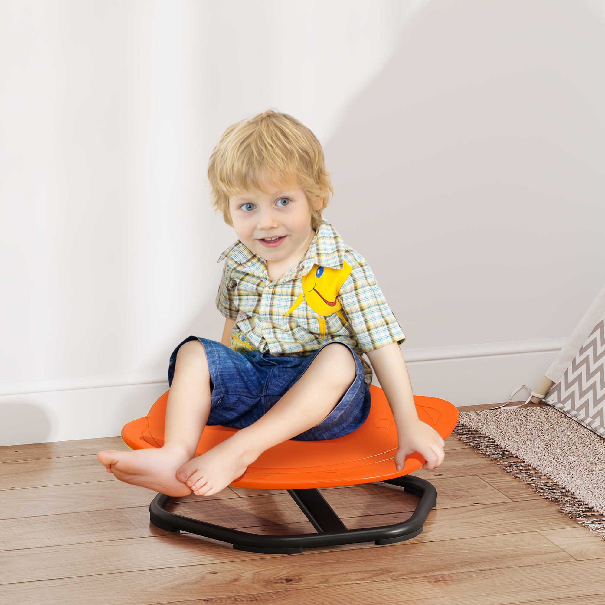AIYAPLAY Planet-Shaped-kids Swivel Chair, Sensory Spinning Chair for Balance, Coordination Training, Orange