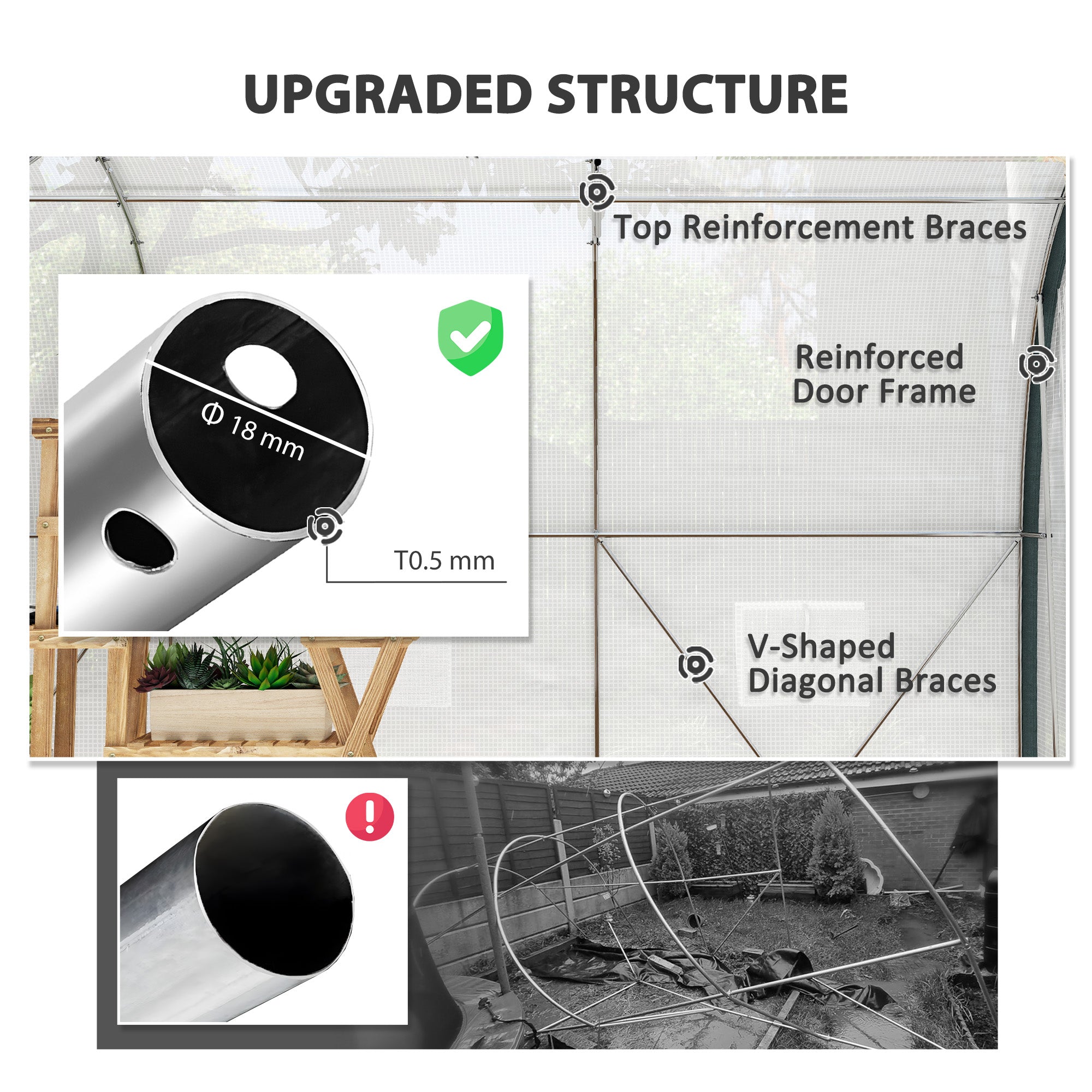 Outsunny 3 x 2(m) Walk-In Tunnel Greenhouse, with Accessories - White - North Peak Garden Furniture