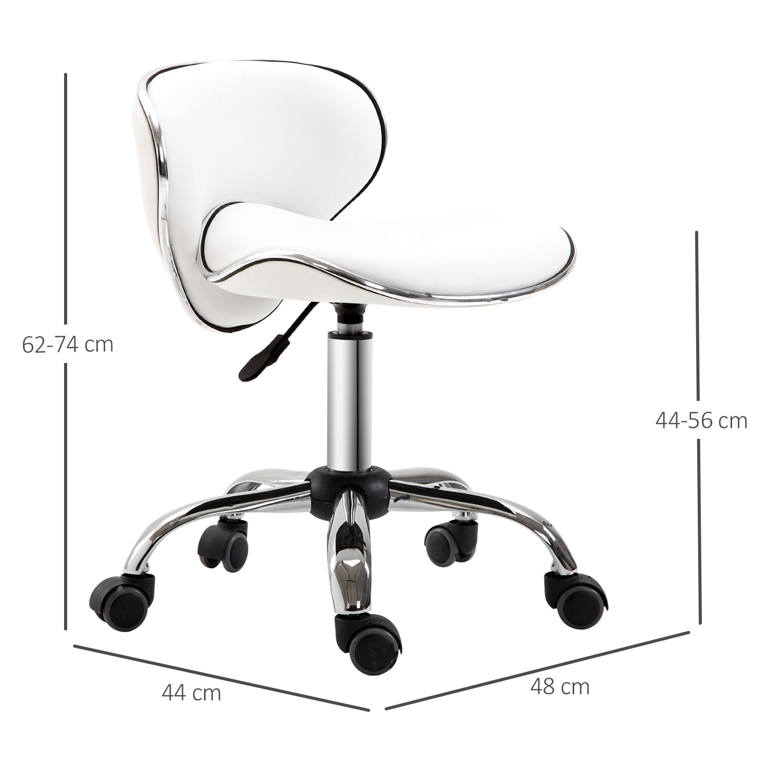 HOMCOM Adjustable Rolling Swivel Beauty Salon Chair, Stool for Spa, Technician - White - North Peak Garden Furniture