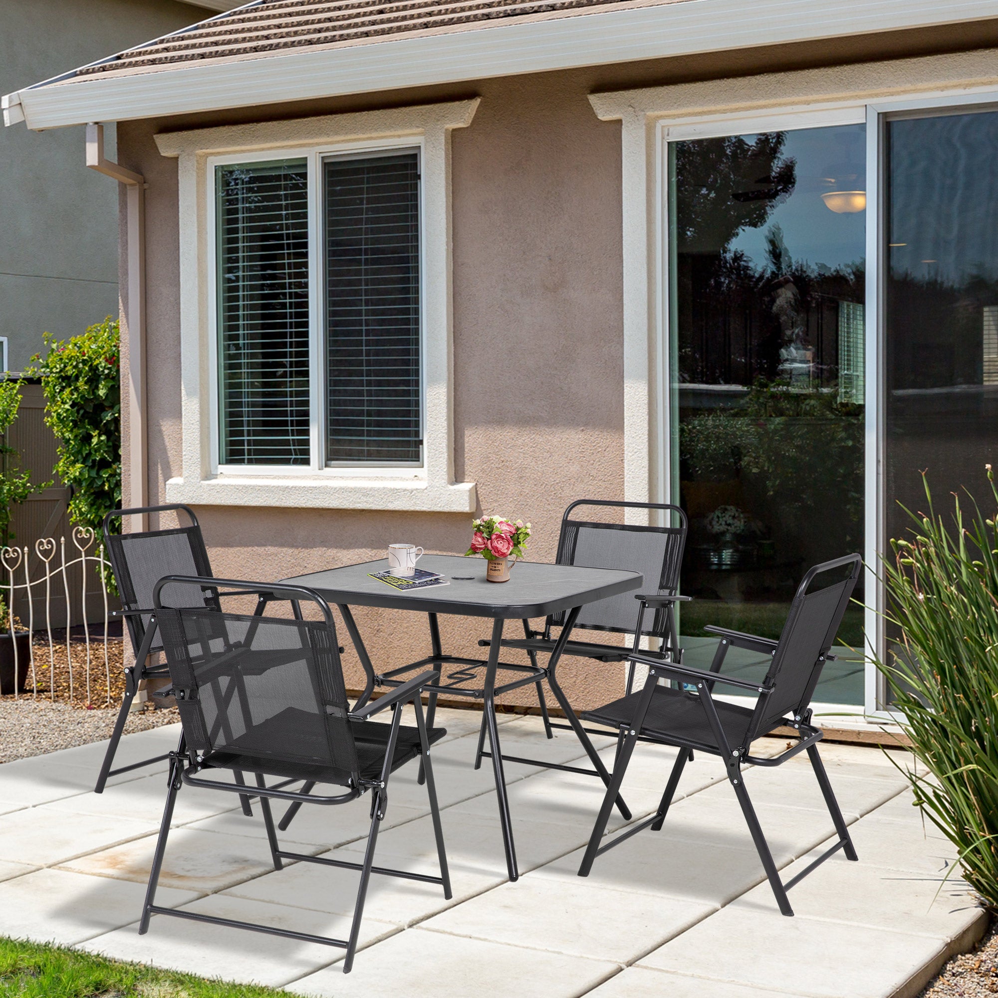 Outsunny Five-Piece Metal Frame Garden Dining Set