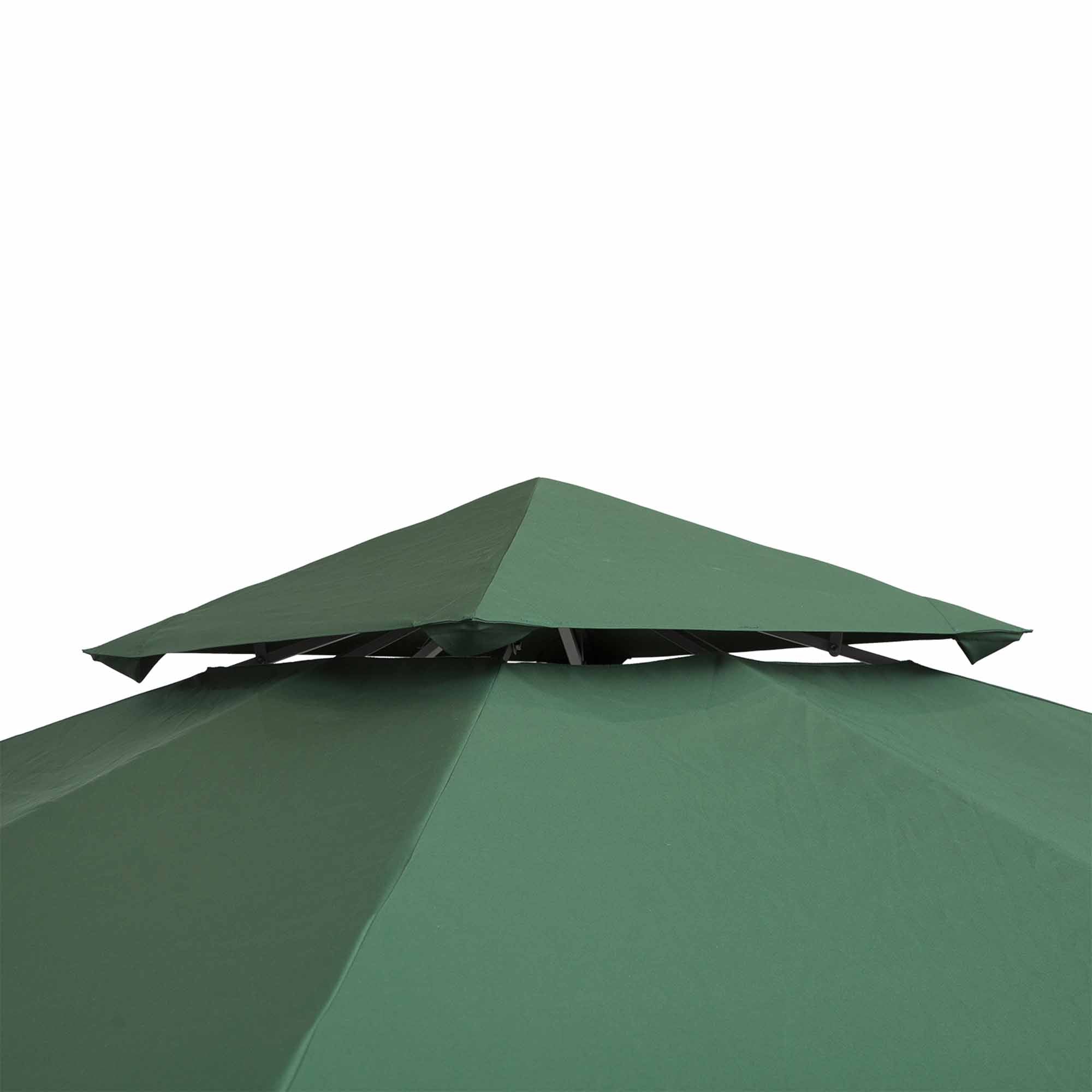 Outsunny 3(m) Gazebo Top Cover Double Tier Canopy Replacement Pavilion Roof Dark Green