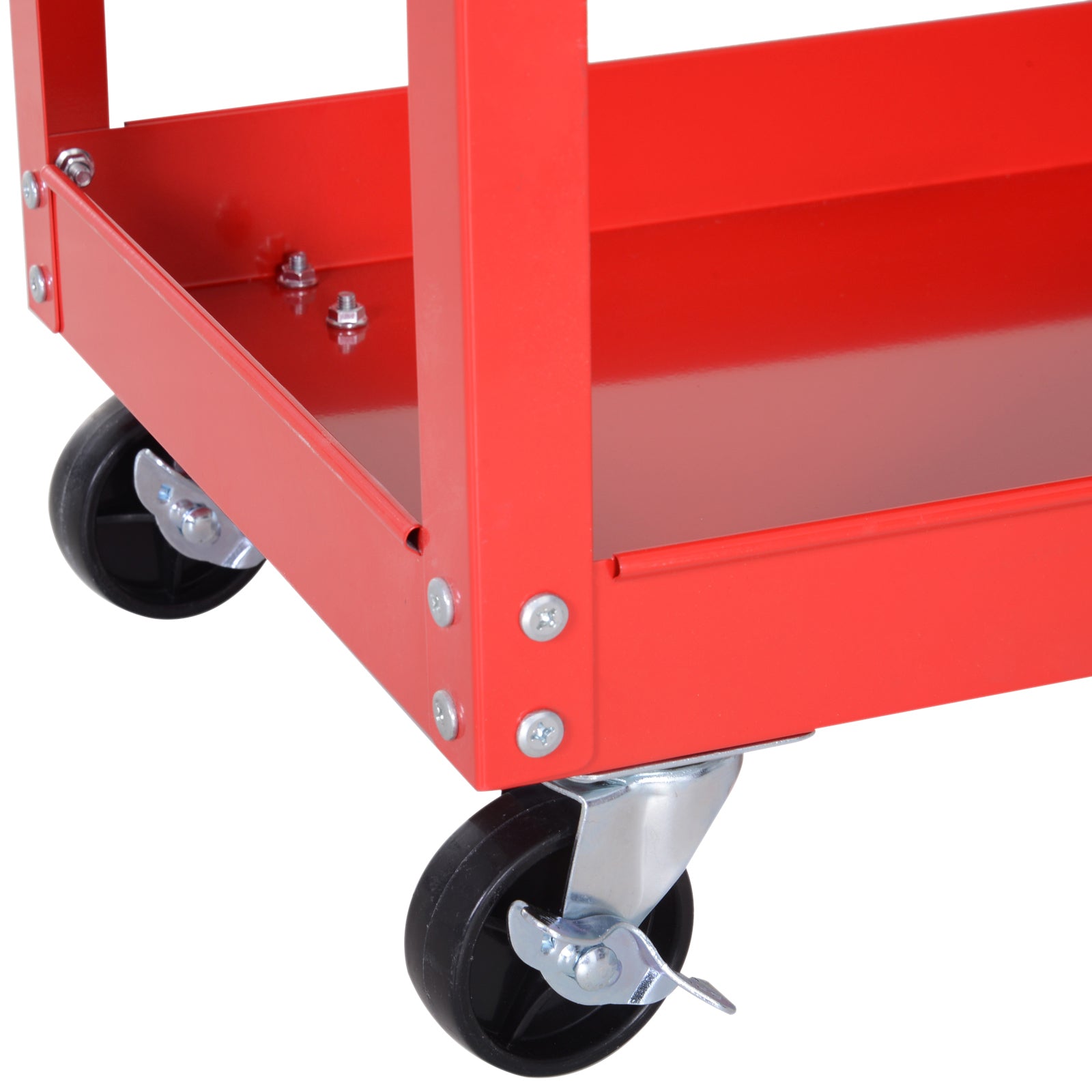 DURHAND 3-Tier Tool Trolley Cart Storage Shelf Roller Cabinet DIY Box Garage Workshop with Drawer Red - North Peak Garden Furniture