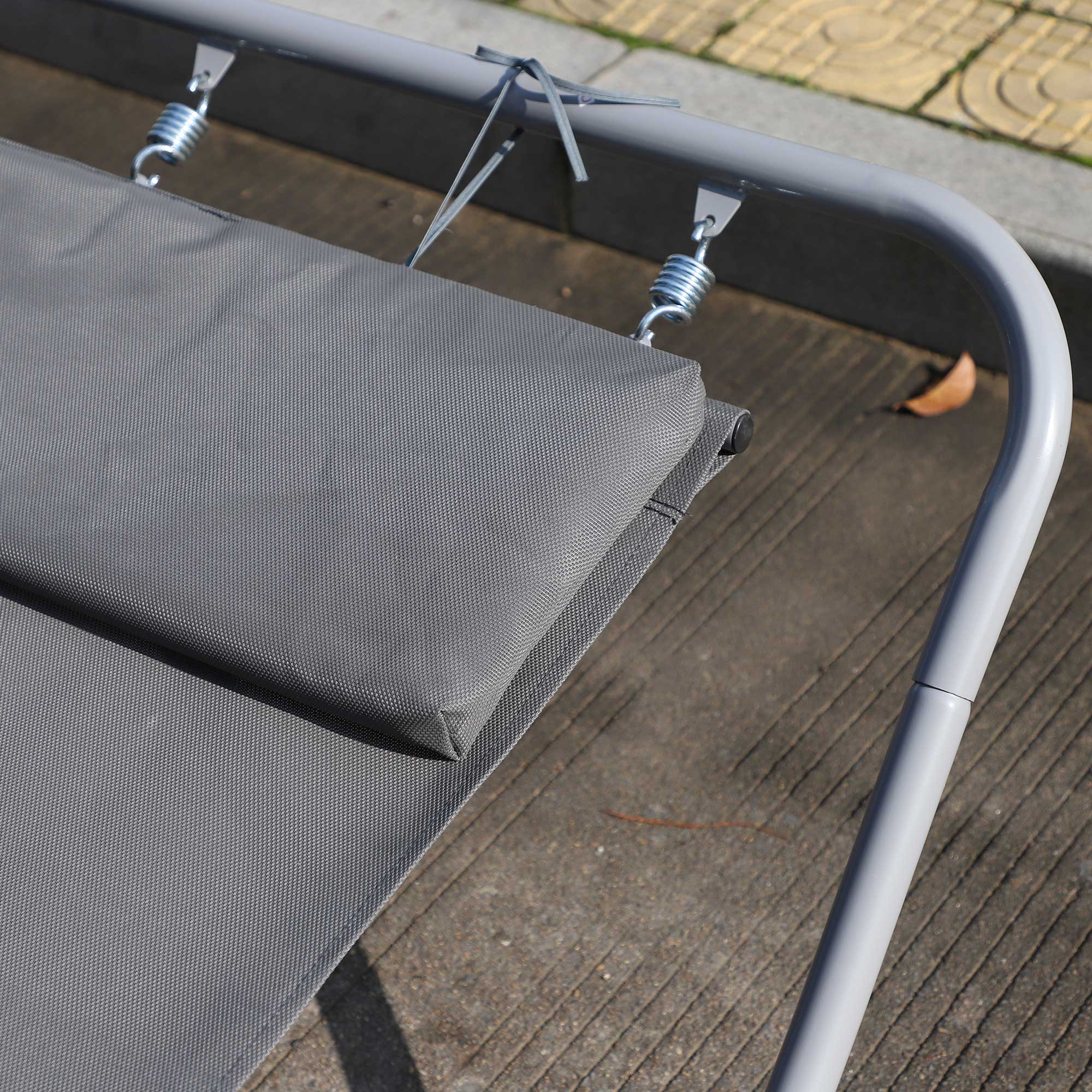 Outsunny Rocking Swing Relaxing Day Bed Outdoor Double Sun Lounger Hammock - Grey - North Peak Garden Furniture