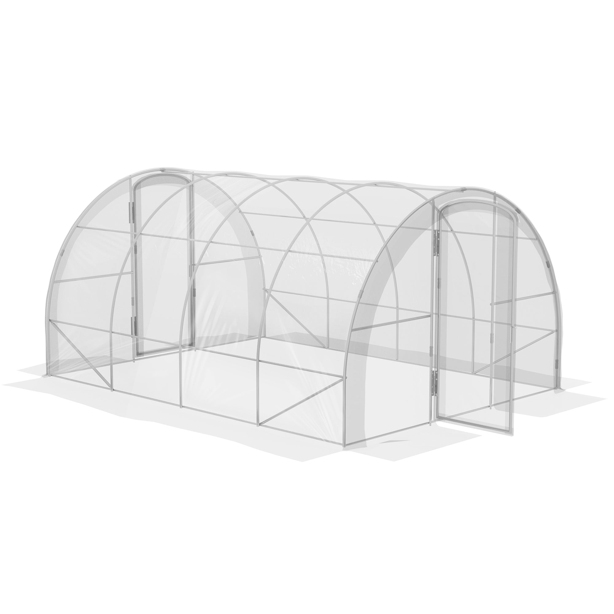 Outsunny Polytunnel Greenhouse Walk-in Grow House with PE Cover, Door and Galvanised Steel Frame, 4 x 3 x 2m, Clear