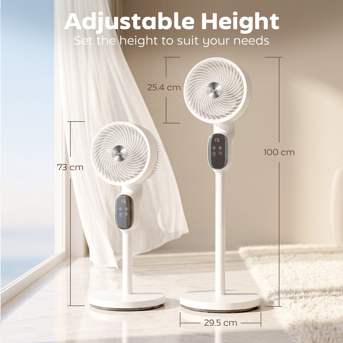 HOMCOM 20 dB Silent Standing Fan for Bedroom, 39in Pedestal Fan with Remote, Oscillating, 8 Speeds, Adjustable Height, White