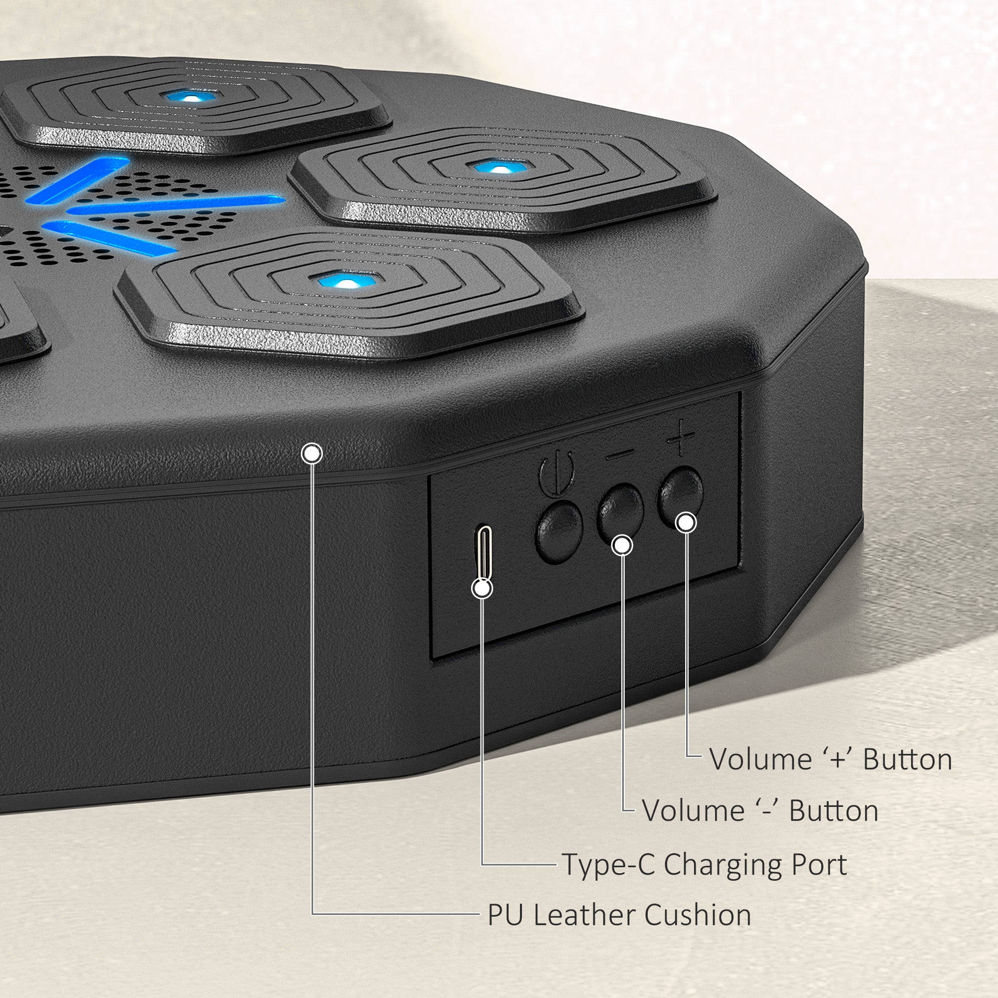 SPORTNOW Music Boxing Machine with Bluetooth Connection and LED Light Smart, Wall Mounted for Punching Beat Boxing Training - North Peak Garden Furniture