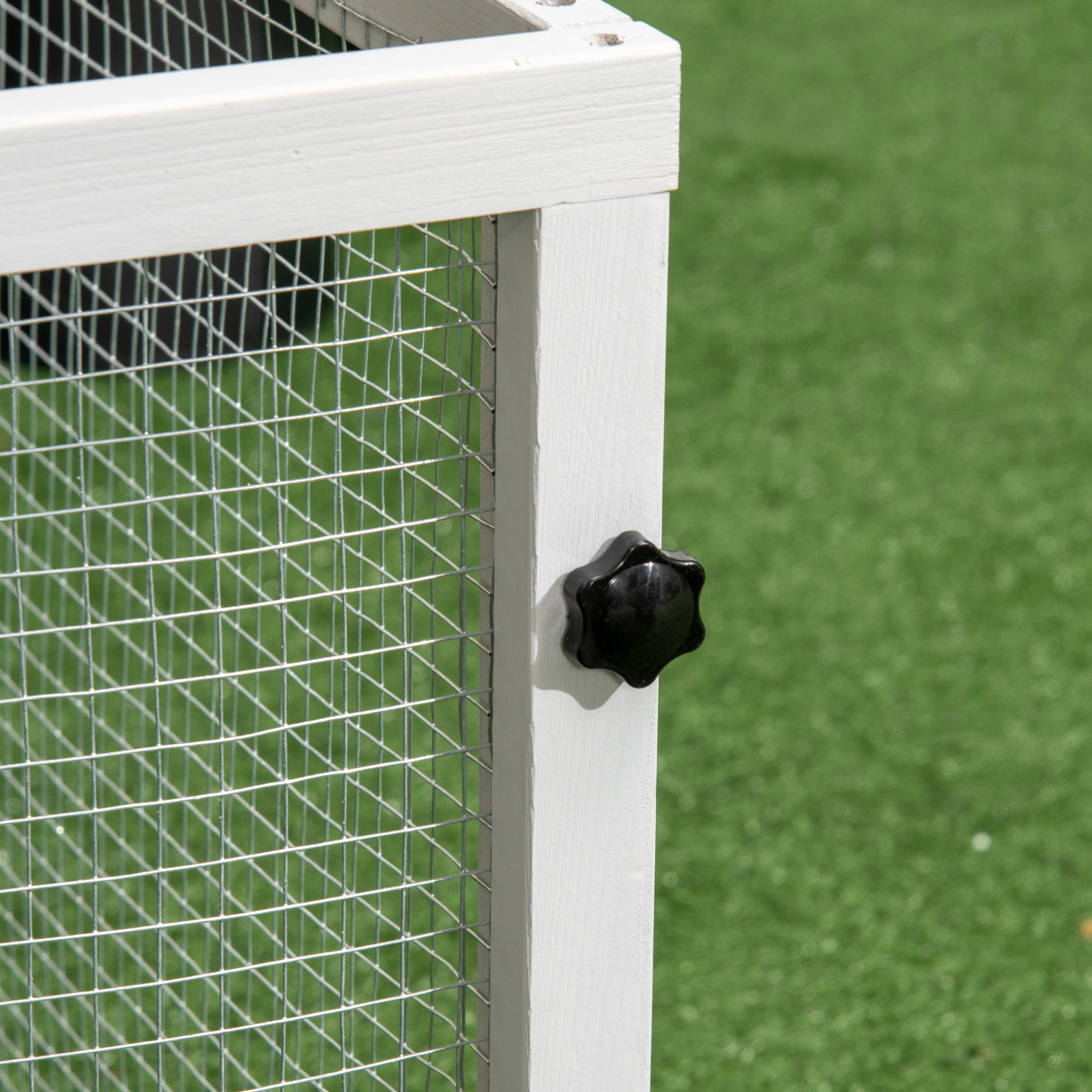 PawHut Indoor Rabbit Hutch, Guinea Pig Cage, with Slide-Out Tray, Large Fenced Area - Light Grey - North Peak Garden Furniture