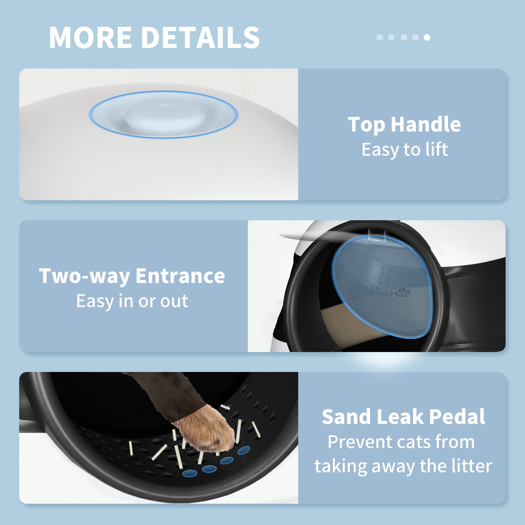 PawHut Foldable Cat Litter Tray with Lid, Deodorant, Scoop, Black - North Peak Garden Furniture