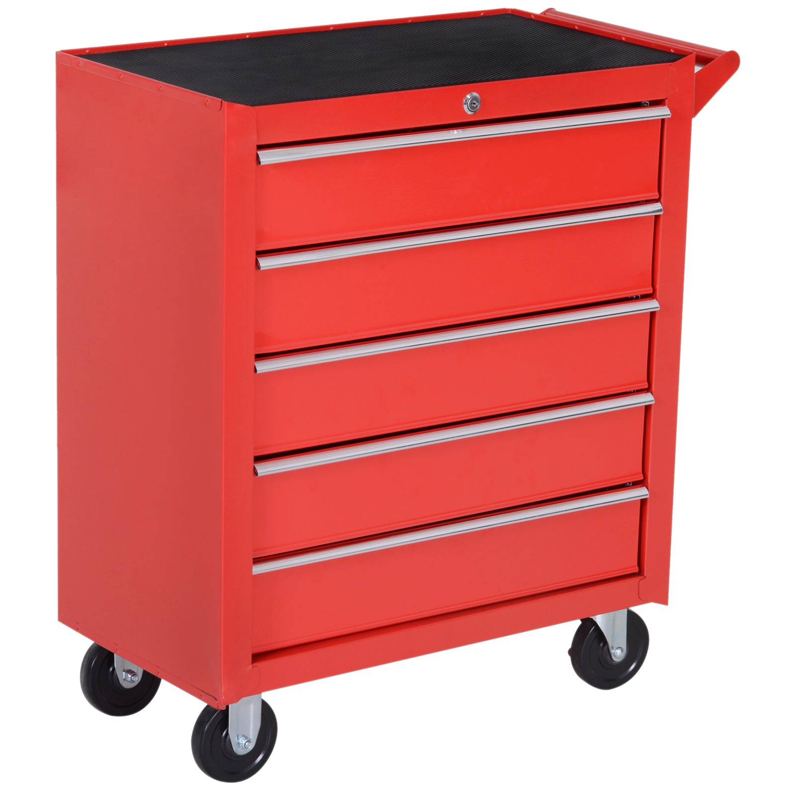 DURHAND 5 Drawer Roller Tool Cabinet Storage Box Workshop Chest Garage Wheeling Trolley w/ Handle - Red - North Peak Garden Furniture