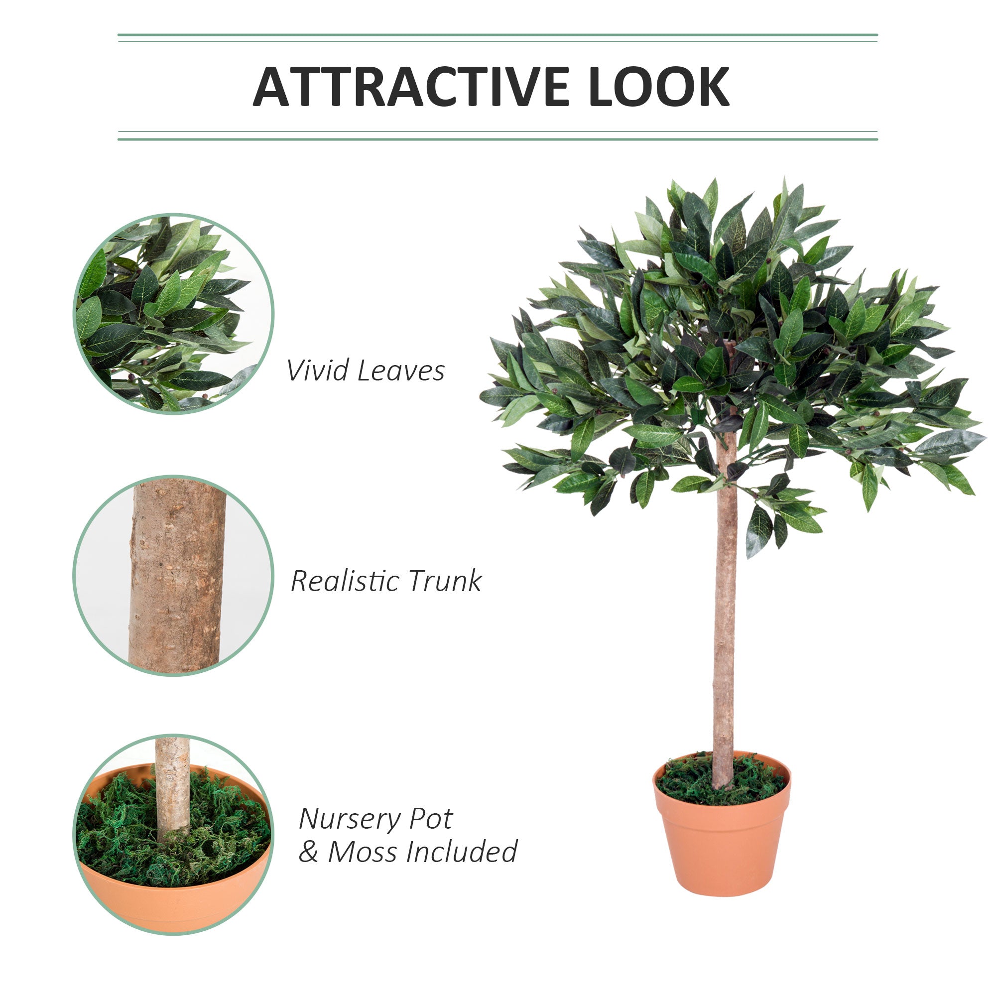 Outsunny 3ft Faux Olive Tree, Lifelike Indoor Plant, Decorative Greenery, in Orange Pot