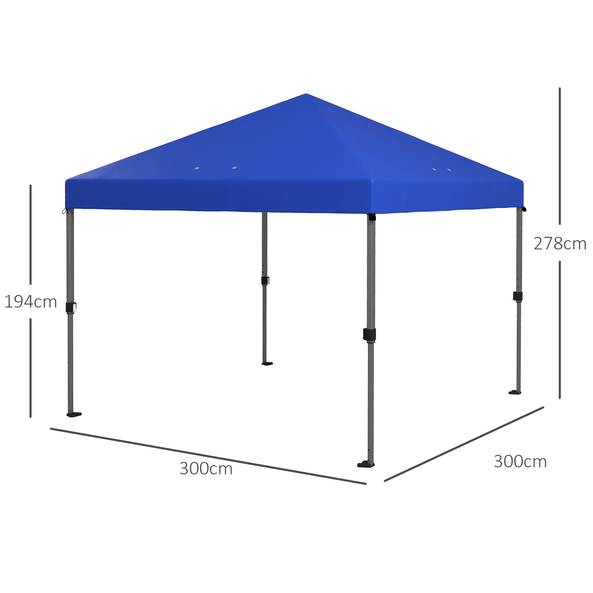 Outsunny 3 x 3m Pop-Up Gazebo, with Accessories - Blue - North Peak Garden Furniture