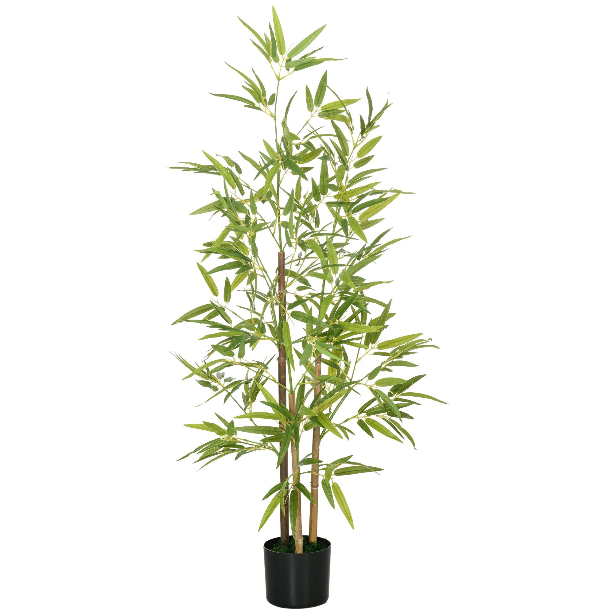 HOMCOM Artificial Plant Bamboo Artificial Tree Height 120 cm with Pot for Home Indoor Decor - North Peak Garden Furniture