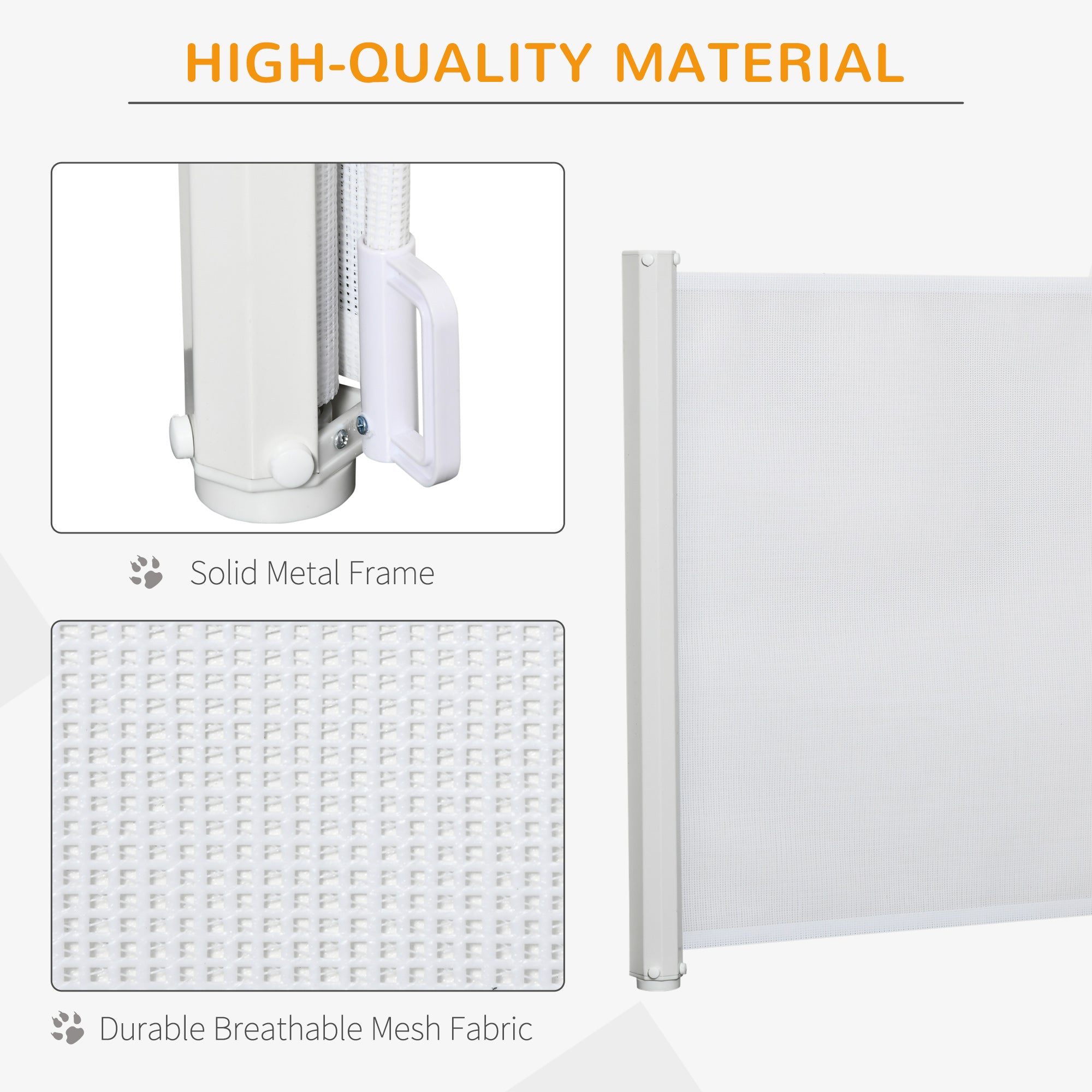 PawHut Retractable Stair Gate, Dog Pet Barrier, for Doorway, Staircase, Hallway - White - North Peak Garden Furniture