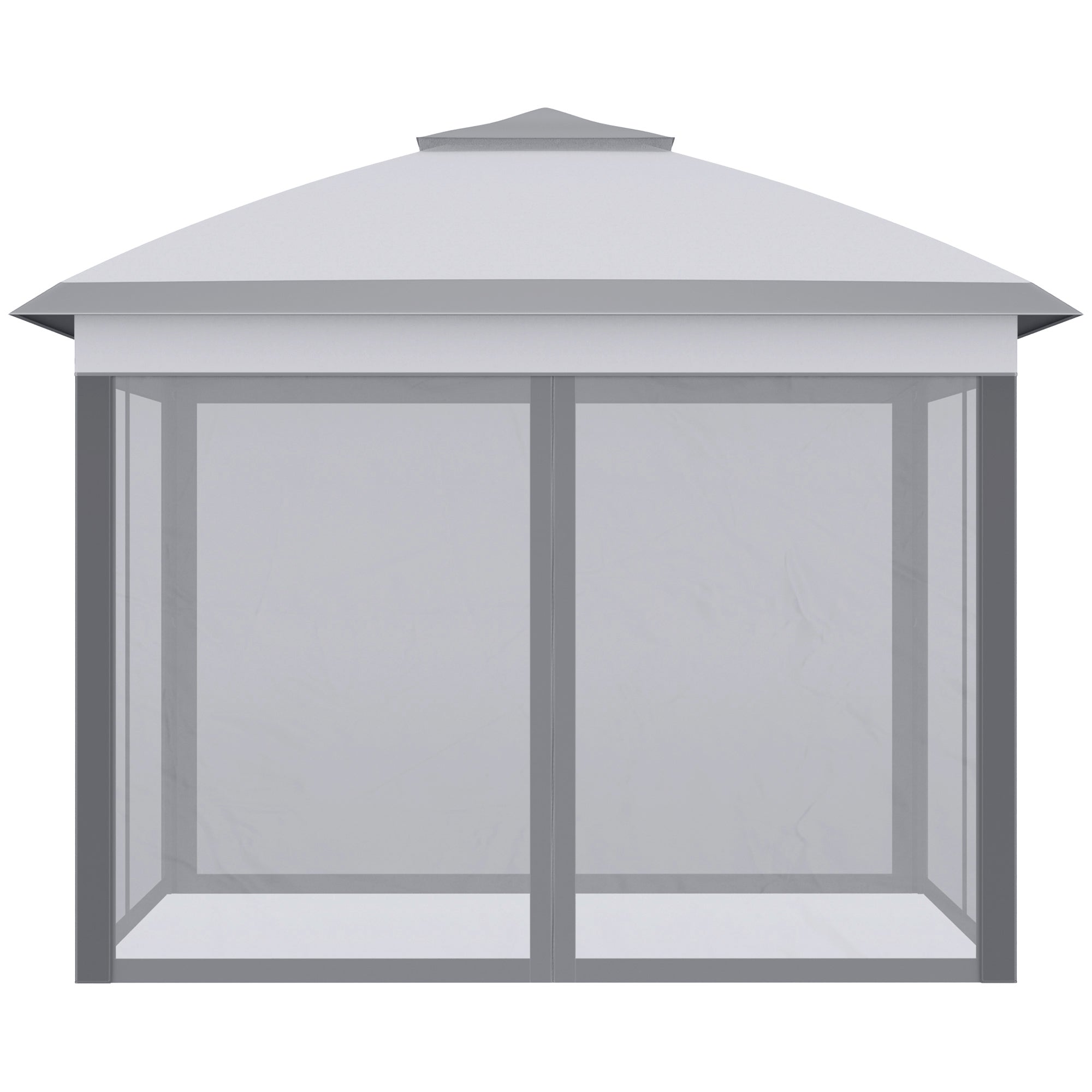Outsunny 330cm x 330cm Pop Up Canopy, Double Roof Foldable Canopy Tent with Zipped Mesh Sidewalls, Height Adjustable and Carrying Bag, Event Tent for Patio Garden, Grey - North Peak Garden Furniture