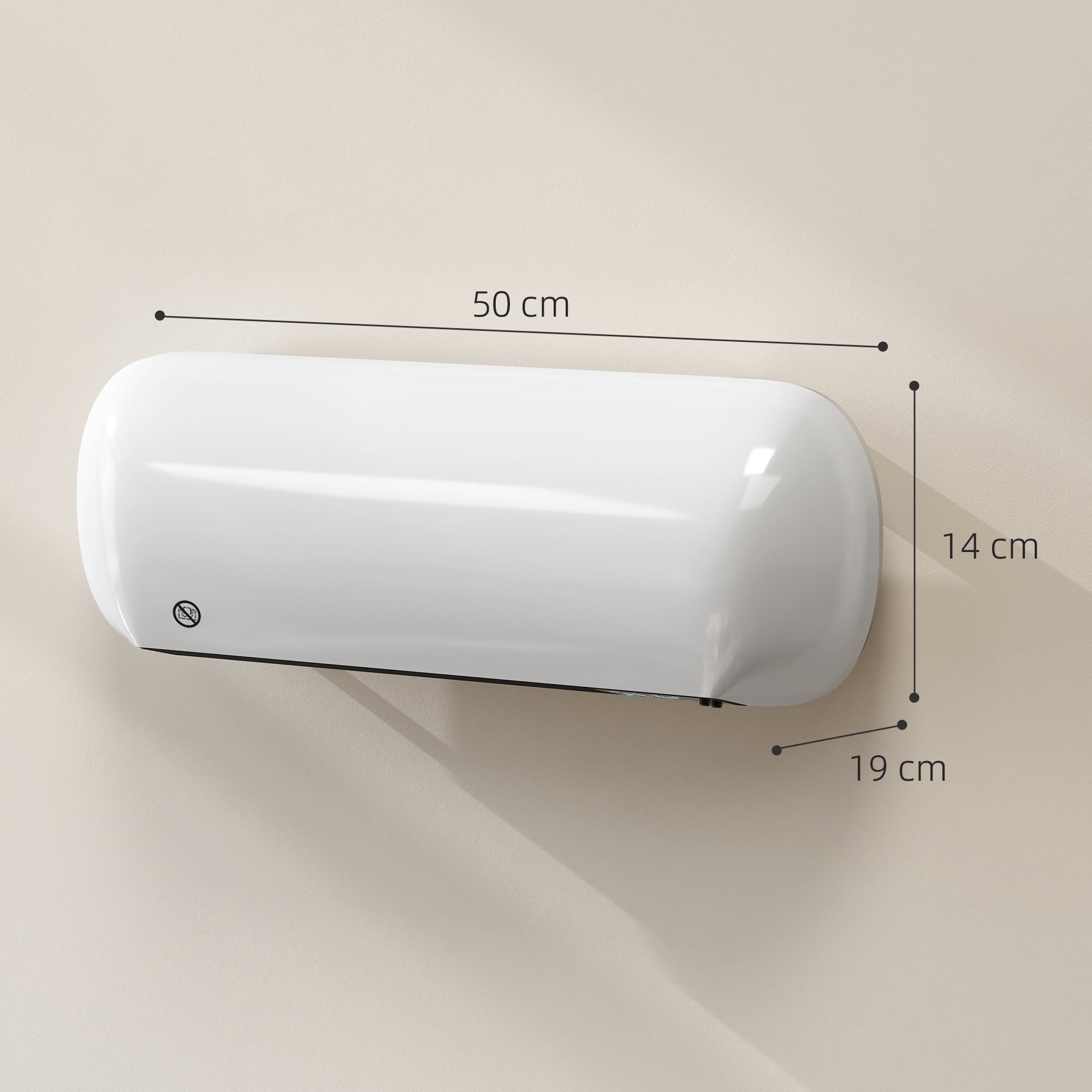 HOMCOM 2000W Ceramic Electric Heater with Fan, Adjustable Thermostat, Wall Mounted - White