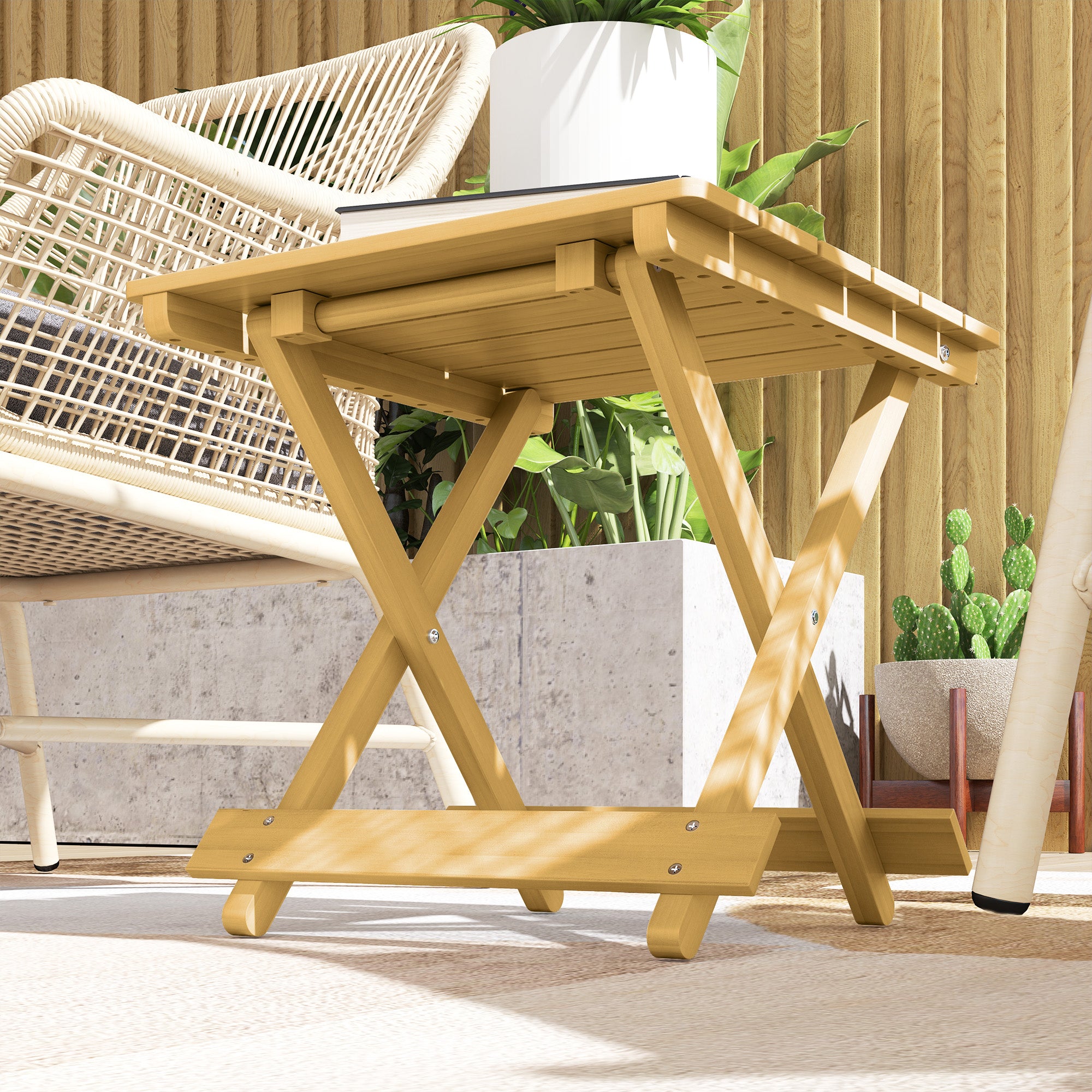 Outsunny Wooden Foldable Outdoor Coffee Table - North Peak Garden Furniture