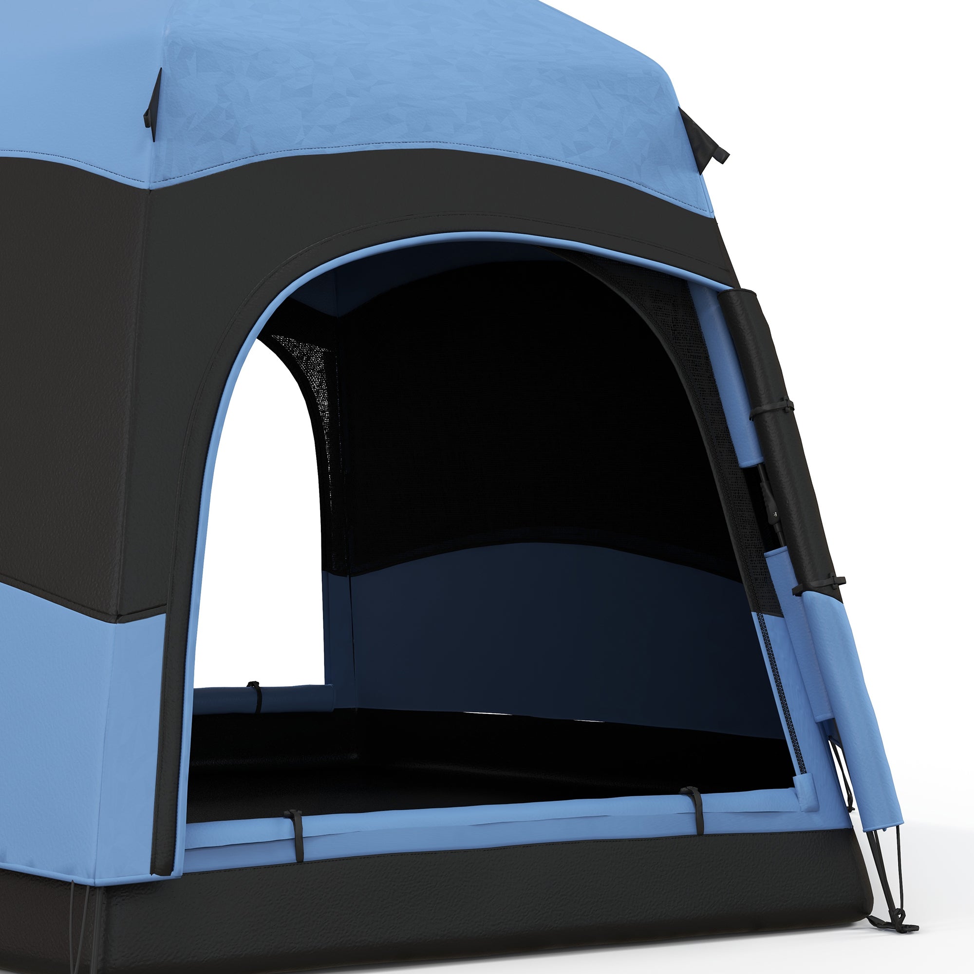 Outsunny Double Layer Dome Tent with Rainfly and Welded Floor, 4 Man Hexagon Pop Up Tent, Portable Camping Shelter with Hang Hook and Carry Bag, for Festival Hiking Family, Blue and Black - North Peak Garden Furniture