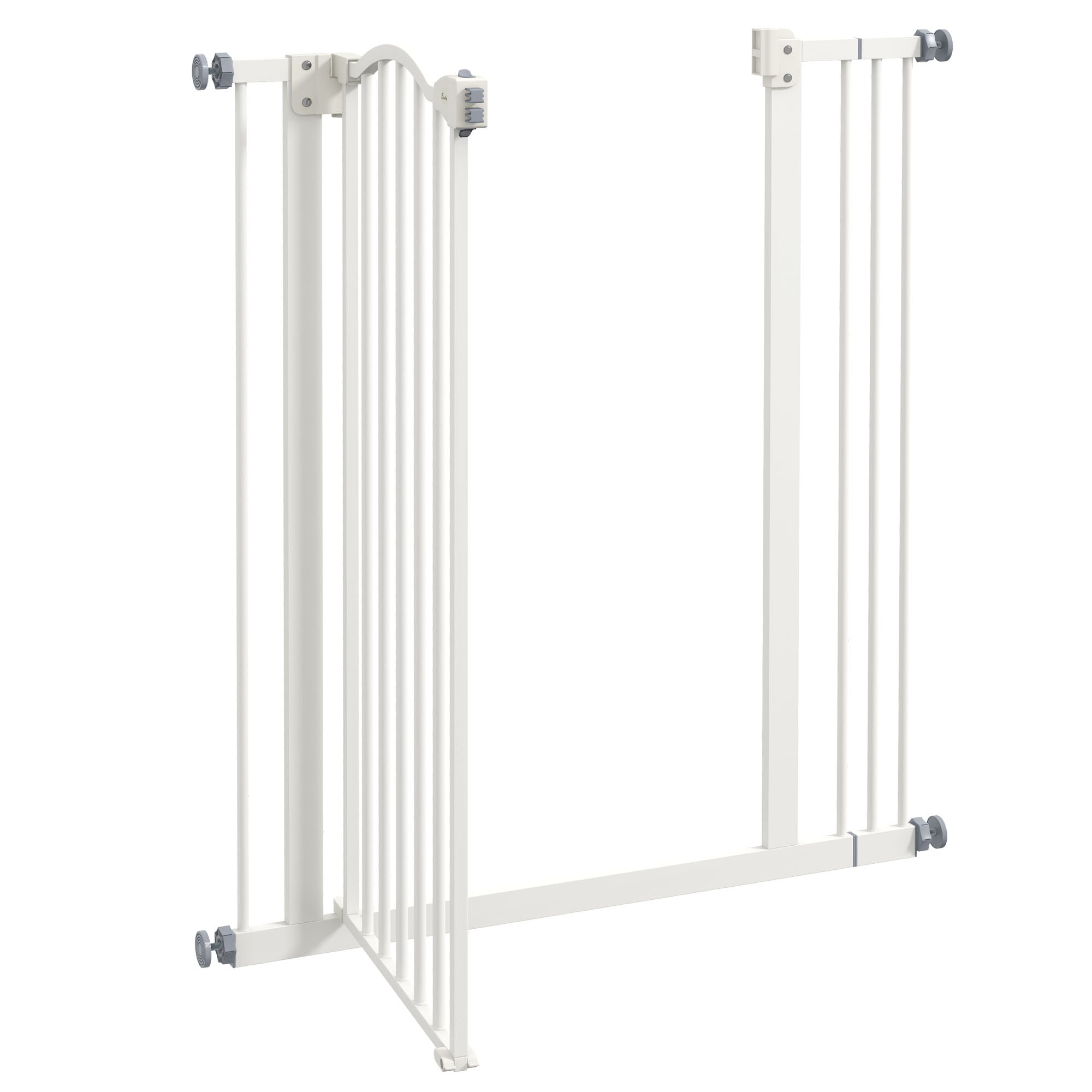 PawHut Metal Pet Safety Gate Dog Gate Folding Fence 74-87cm, White - North Peak Garden Furniture