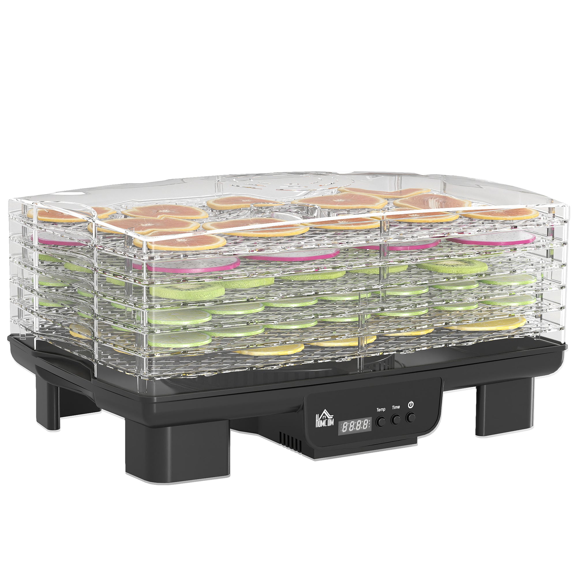 HOMCOM 6 Tray Food Dehydrator, 550W Food Dryer Machine with Adjustable Temperature, 48H Timer, for Drying Fruit, Meat, Vegetable, Jerky and Pet Treat, Black - North Peak Garden Furniture