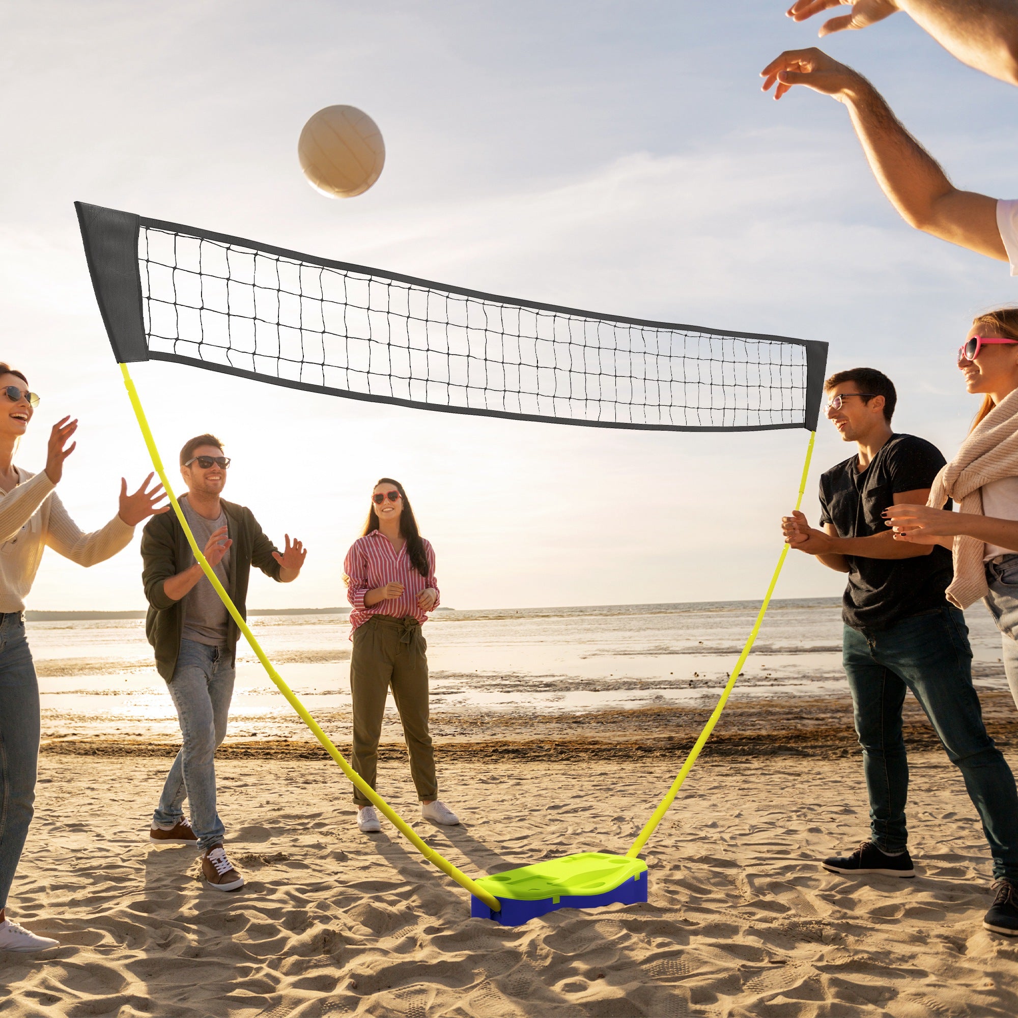 SPORTNOW Portable Badminton Net Set w/ Volleyball Net, Rackets, Shuttlecocks - North Peak Garden Furniture