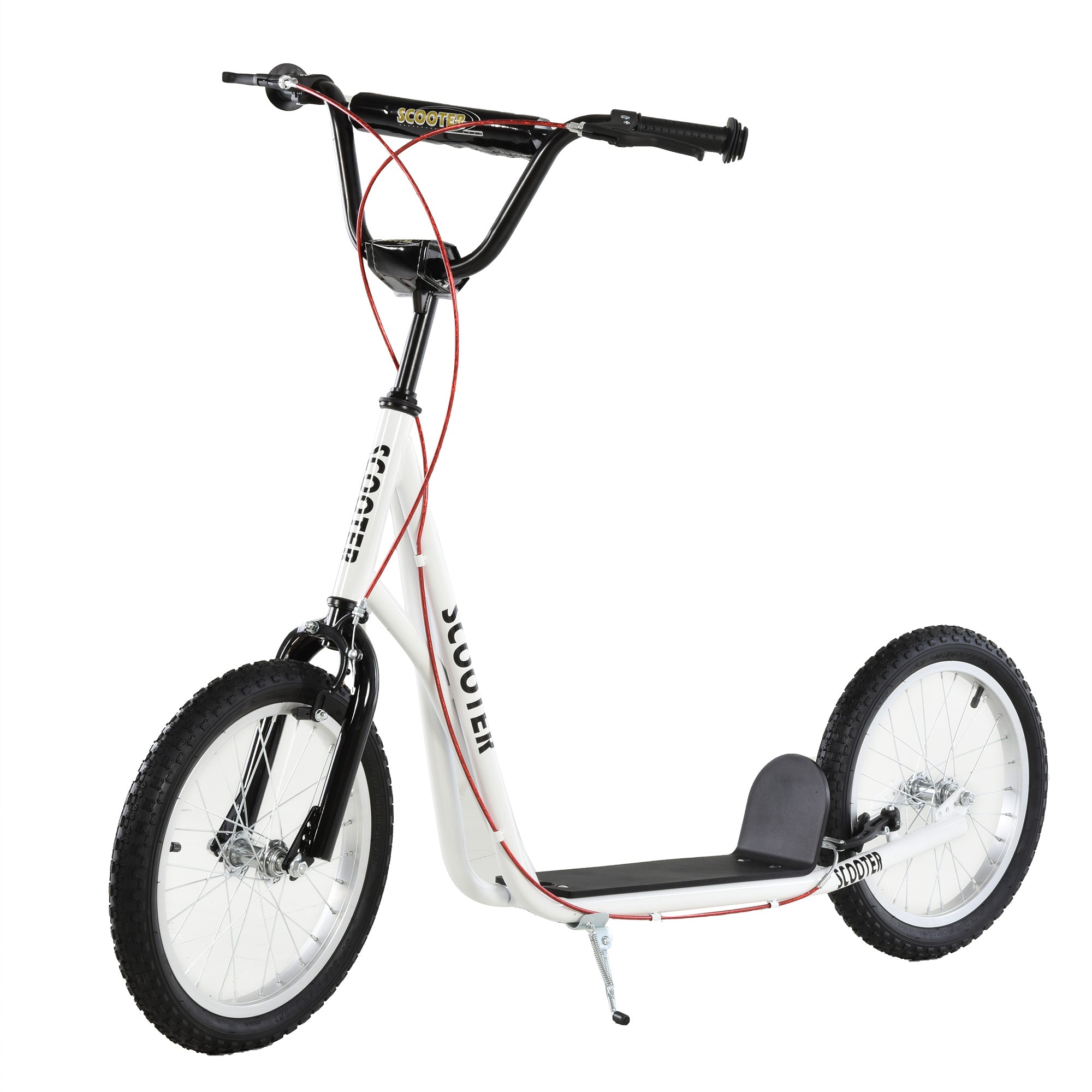 HOMCOM Kick Scooters for Kids with Adjustable Height, Anti-Slip Deck, Dual Brakes, Rubber Tyres, for Boys and Girls Aged 5+ Years Old - White - North Peak Garden Furniture