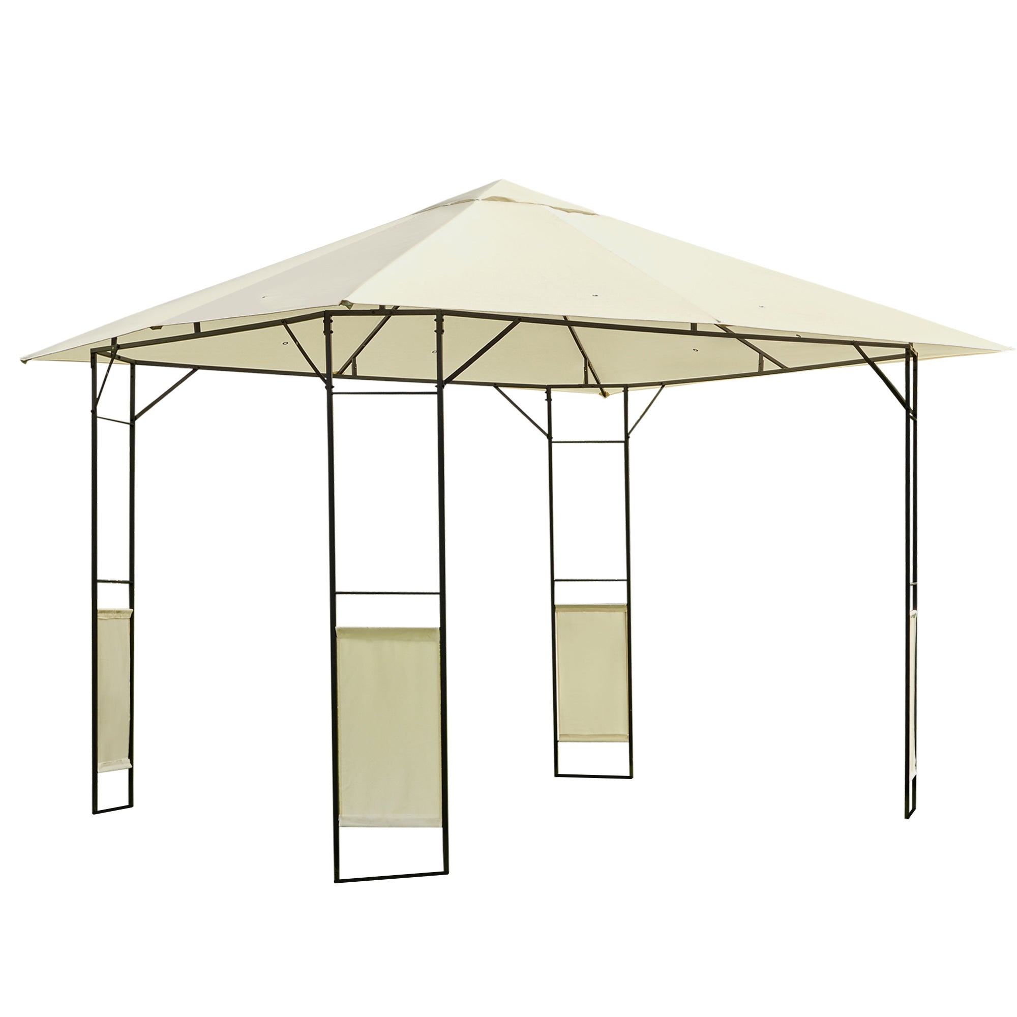 Outsunny 3 x 3 Meters Patio Garden Metal Gazebo Marquee Steel Frame with Canopy Awning Tent Water Resistant Cream - North Peak Garden Furniture