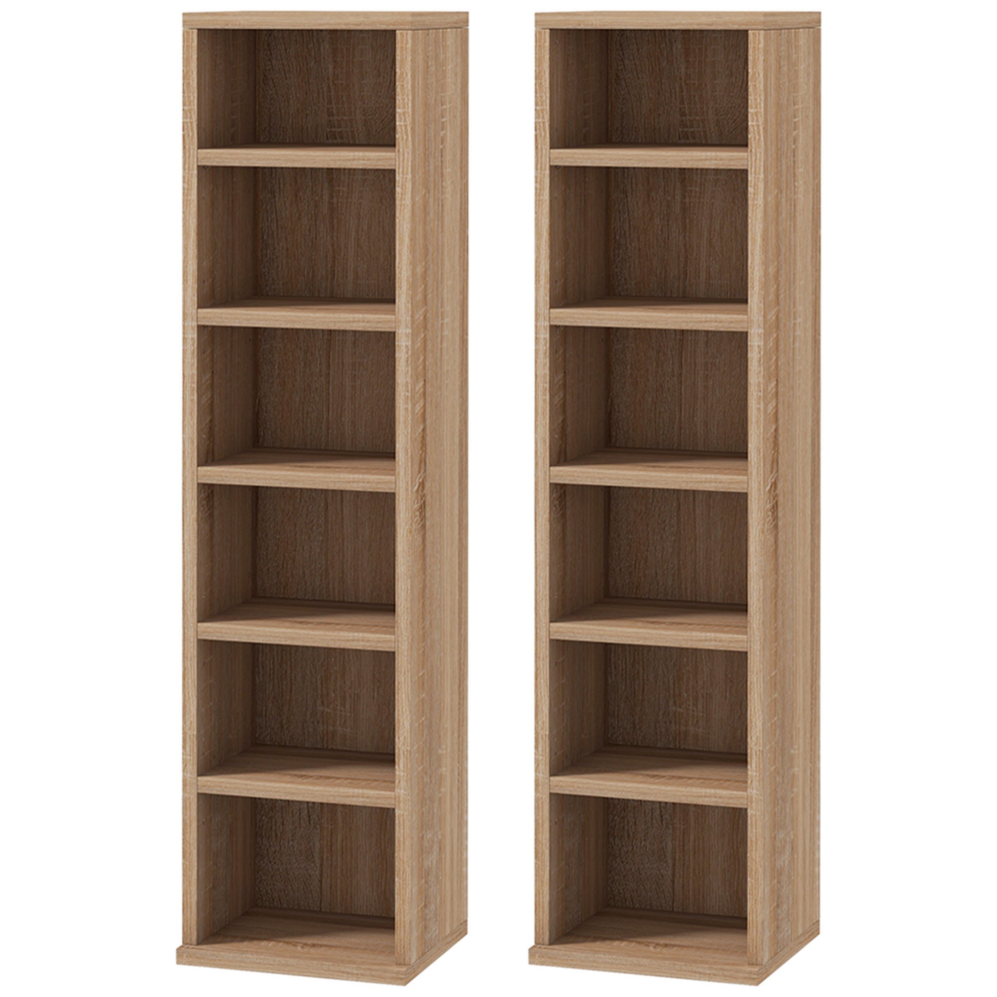 HOMCOM Set of Two 102 CD Storage Units - Wood-Effect - North Peak Garden Furniture