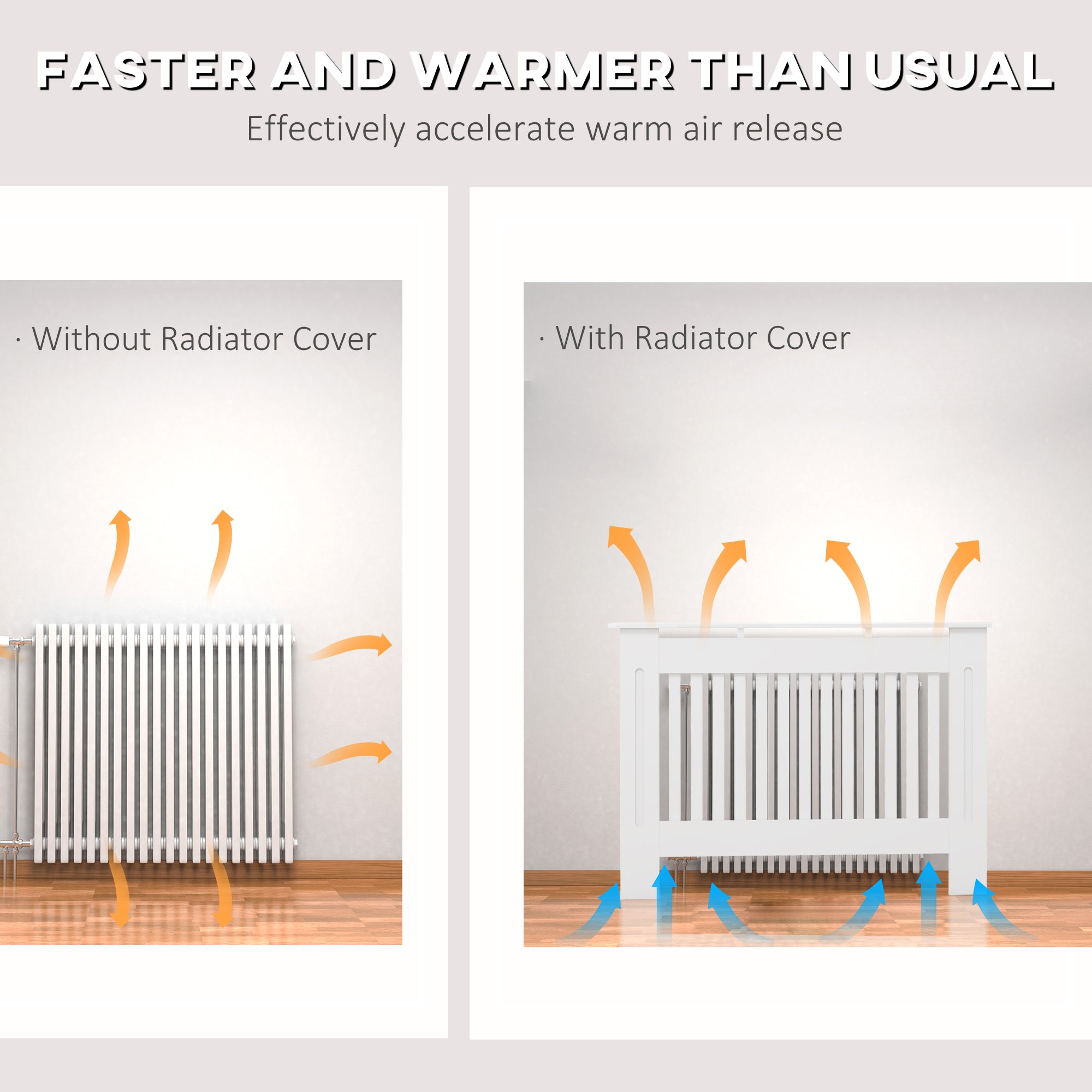 HOMCOM Slatted Radiator Cover Painted Cabinet MDF Lined Grill in White (112L x 19W x 81H cm) - North Peak Garden Furniture