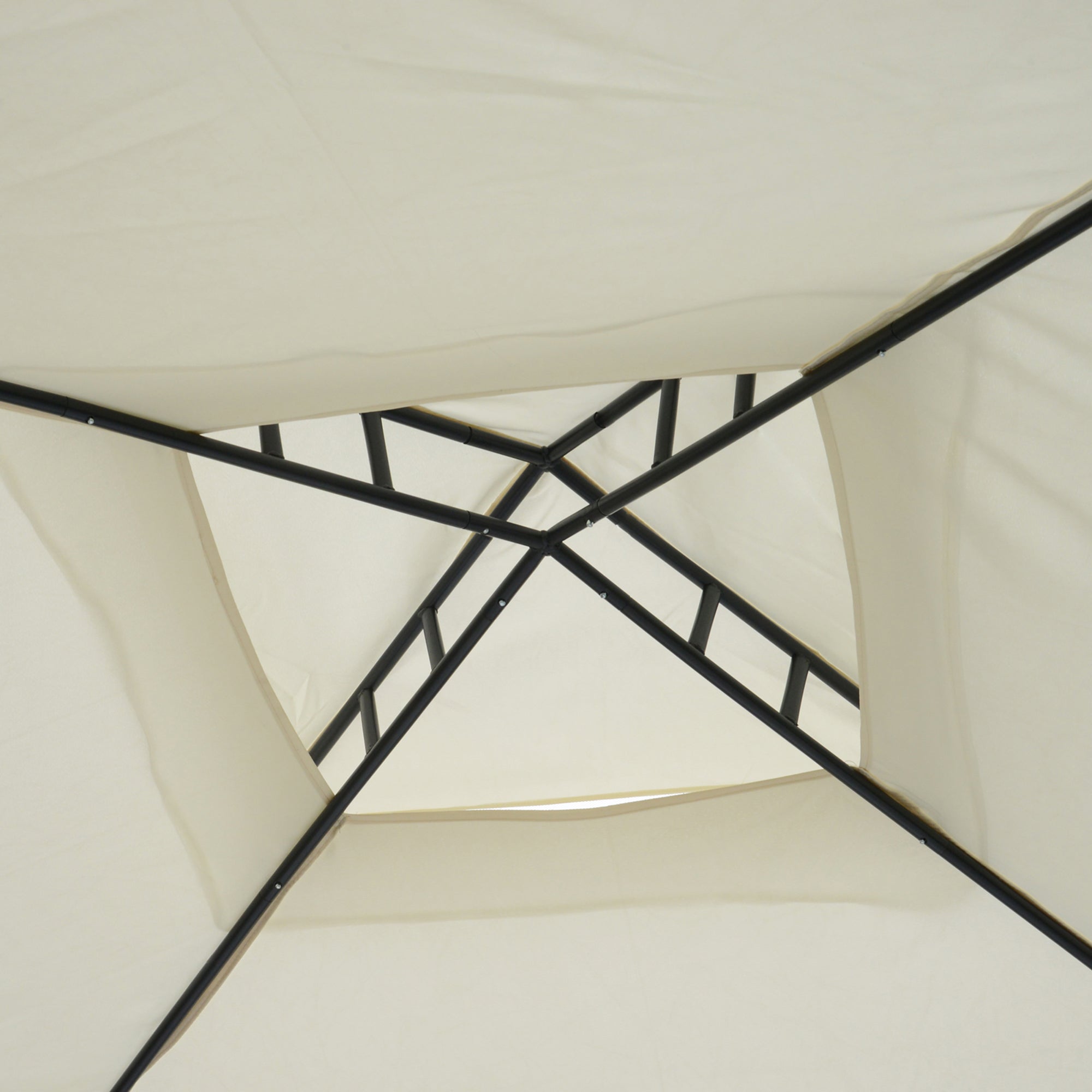 Outsunny 3 x 3 m Metal Gazebo, Garden Pavillion, Double Roof Outdoor Canopy Shelter with Mesh Sidewalls, Cream White - North Peak Garden Furniture