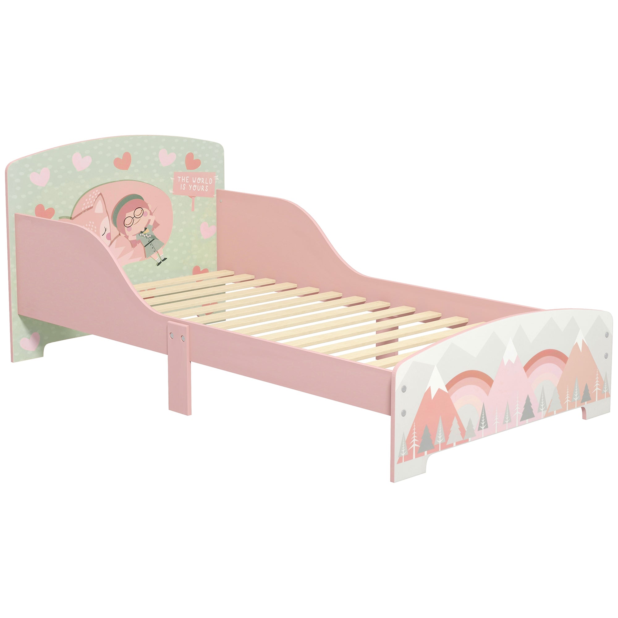 ZONEKIZ Toddler Bed Frame, Kids Bedroom Furniture for Ages 3-6 Years, Pink - North Peak Garden Furniture