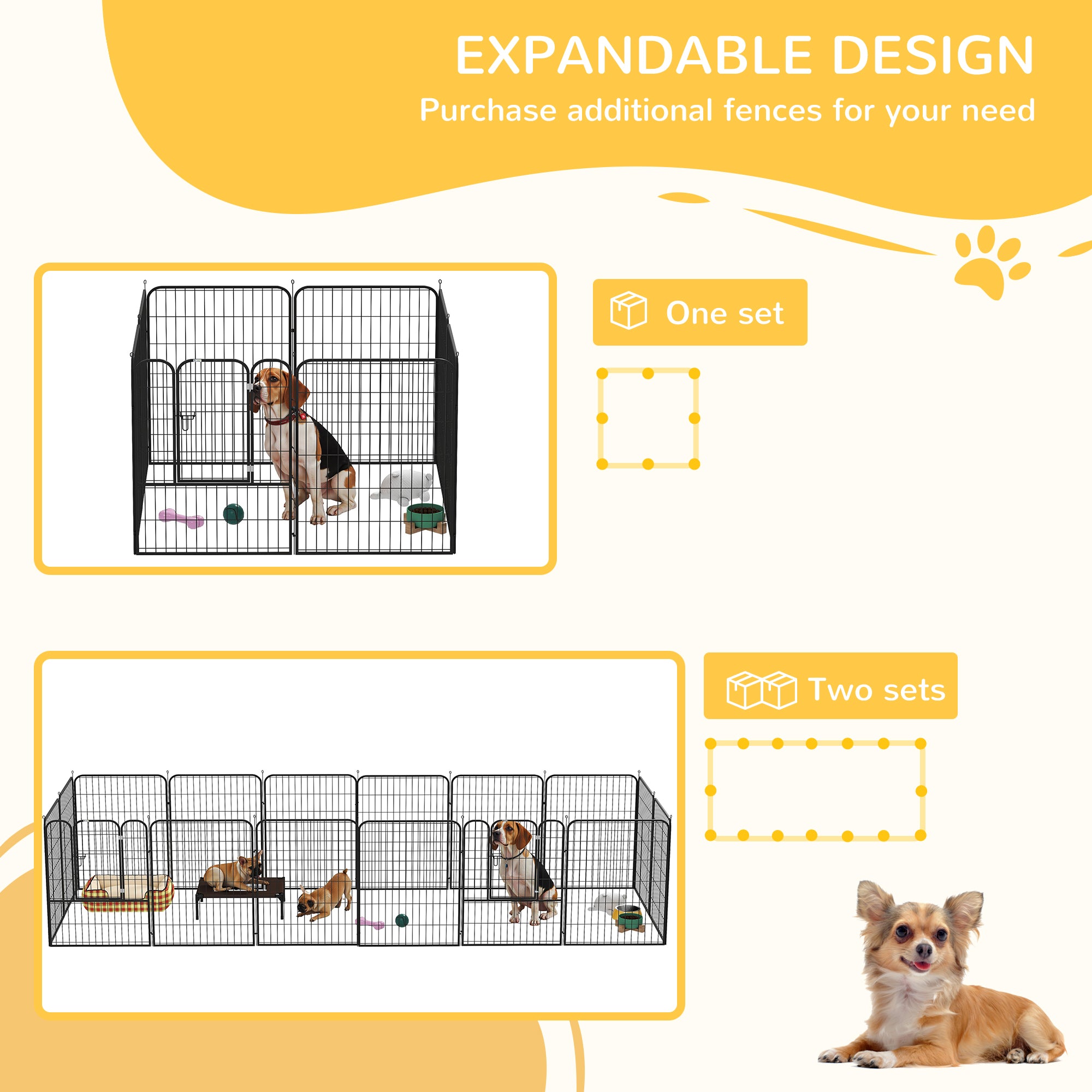 PawHut 8 Panels Heavy Duty Puppy Playpen, for Large, Medium Dogs, Indoor and Outdoor Use - Black - North Peak Garden Furniture