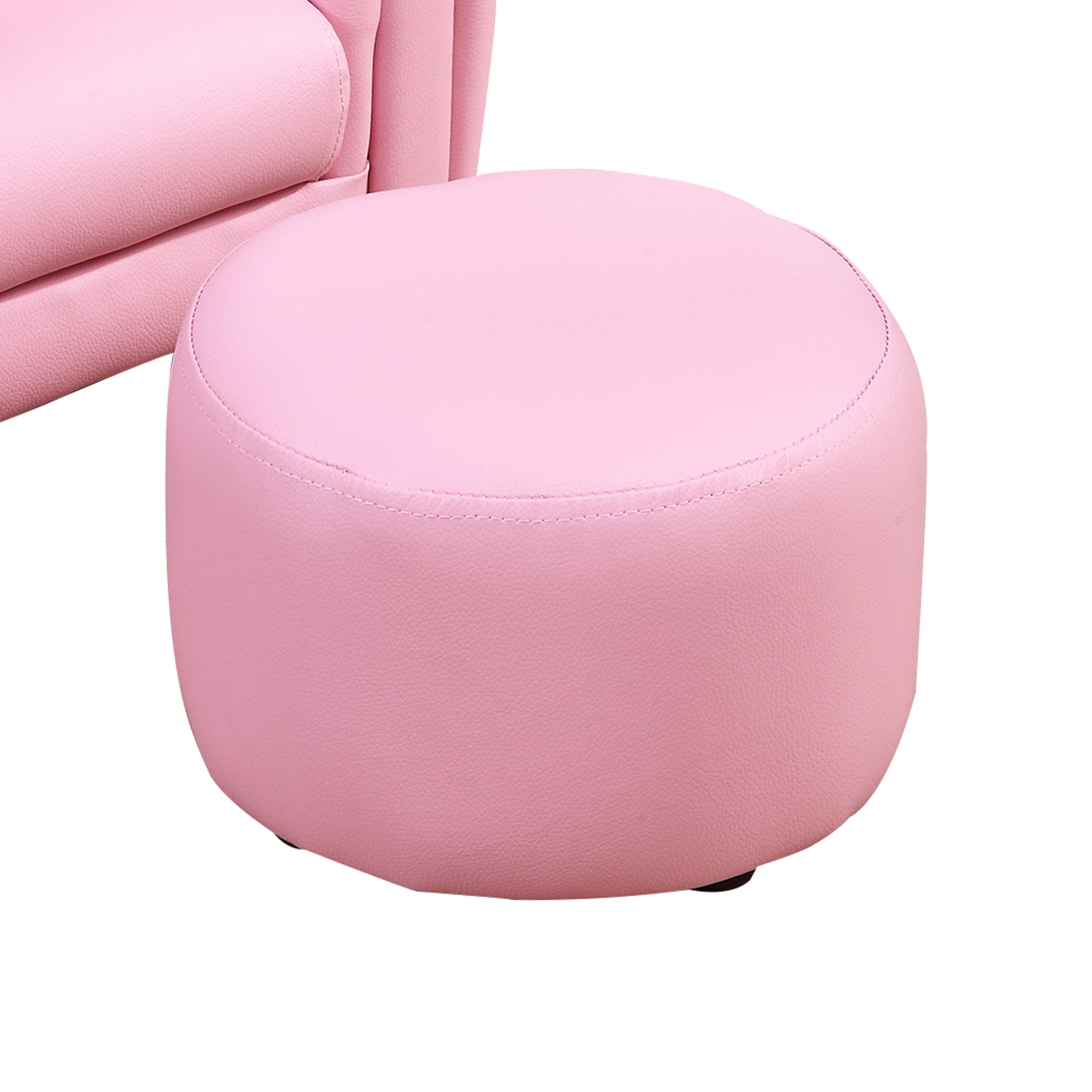 HOMCOM Toddler Chair Single Seater Kids Sofa Set, 54 x 42 x 41cm, Kids Sofa with Stool, Pink - North Peak Garden Furniture