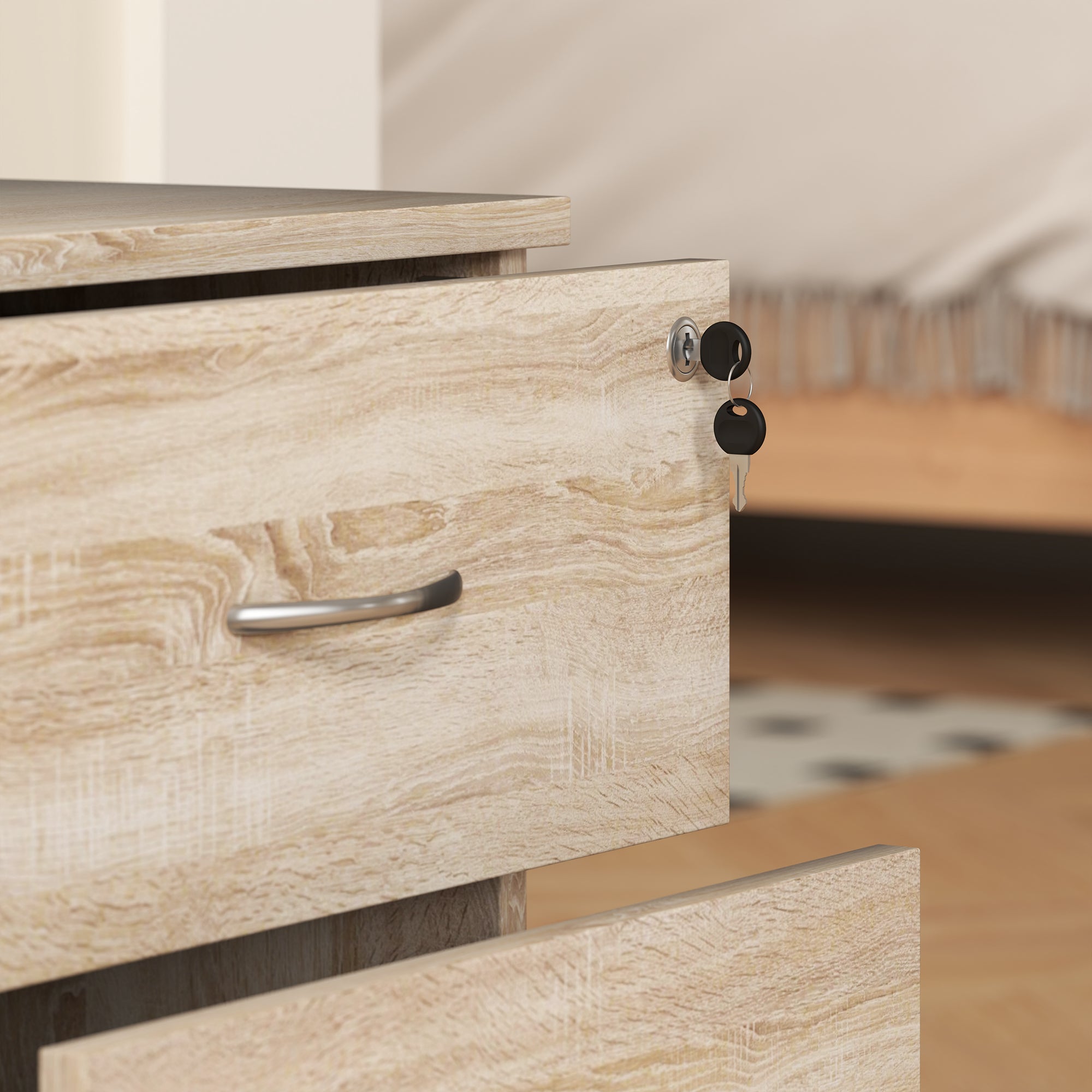 HOMCOM Two Drawer Lockable Filing Cabinet - Wood-Effect - North Peak Garden Furniture