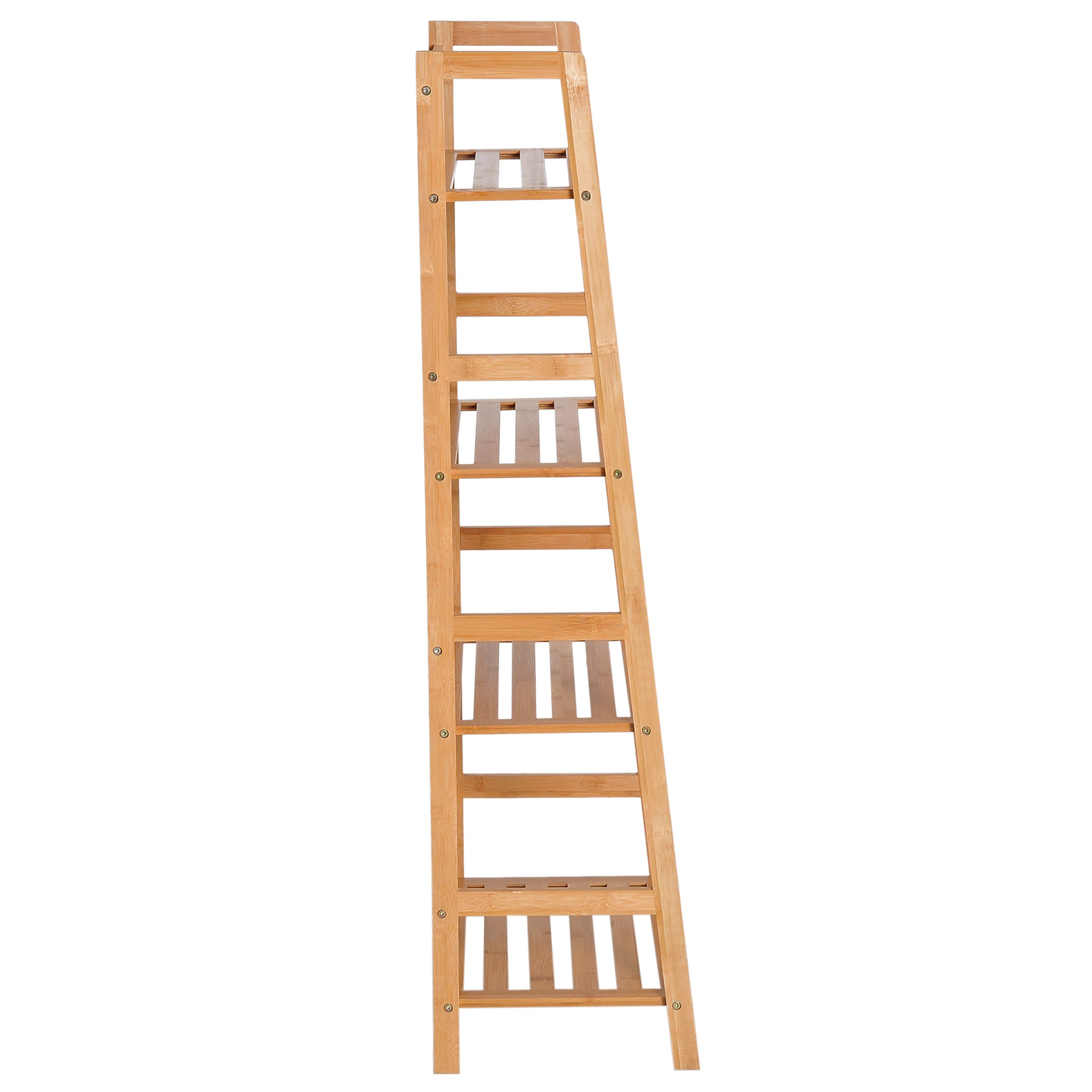 HOMCOM Bamboo Ladder Shelf, 4-Tier Bookshelf, Freestanding Bookcase for Living Room, Study, Bedroom, Home Office, 48 x 31.5 x 120cm, Natural Wood Effect - North Peak Garden Furniture