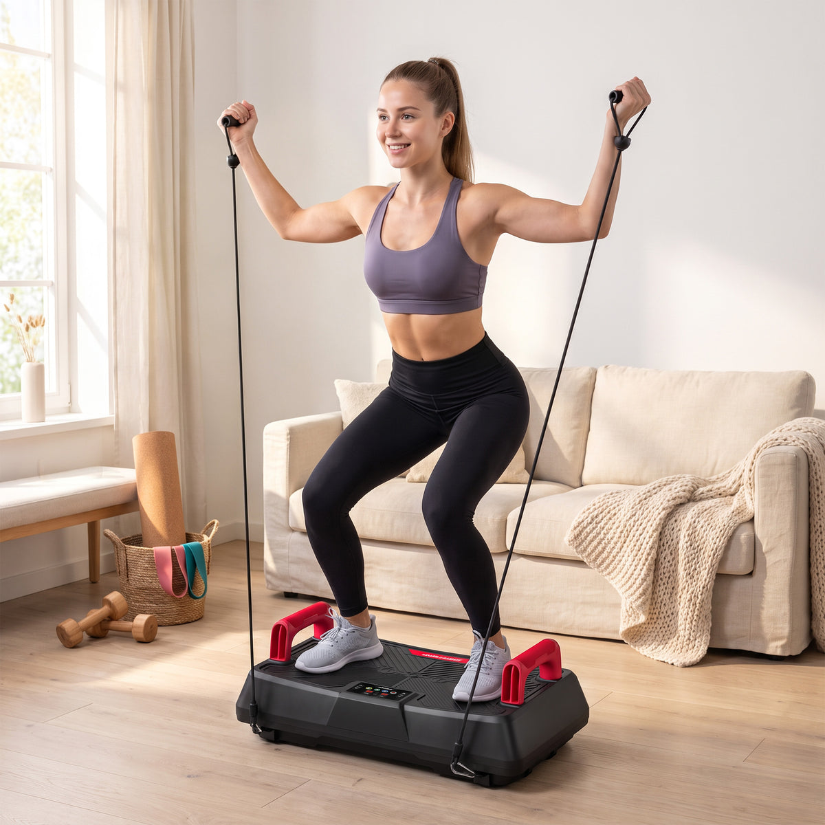 SPORTNOW Vibration Plate Exercise Machine with 99 Speed Levels, 3 Programs, Quiet Vibrating Plate with Resistance Bands