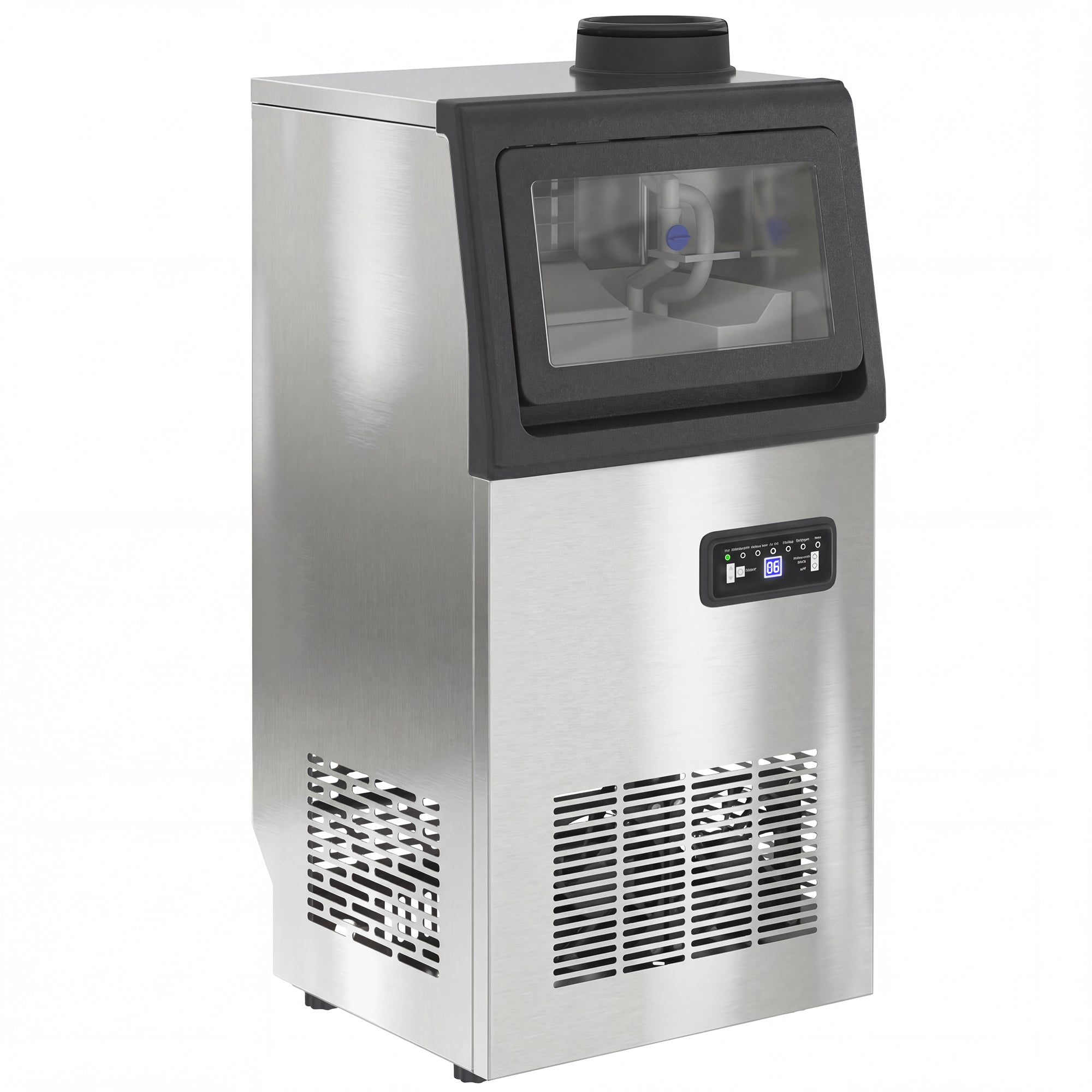 HOMCOM Commercial Ice Maker Machine, 36kg/24H Stainless Steel Under Counter or Freestanding Ice Machine, Silver