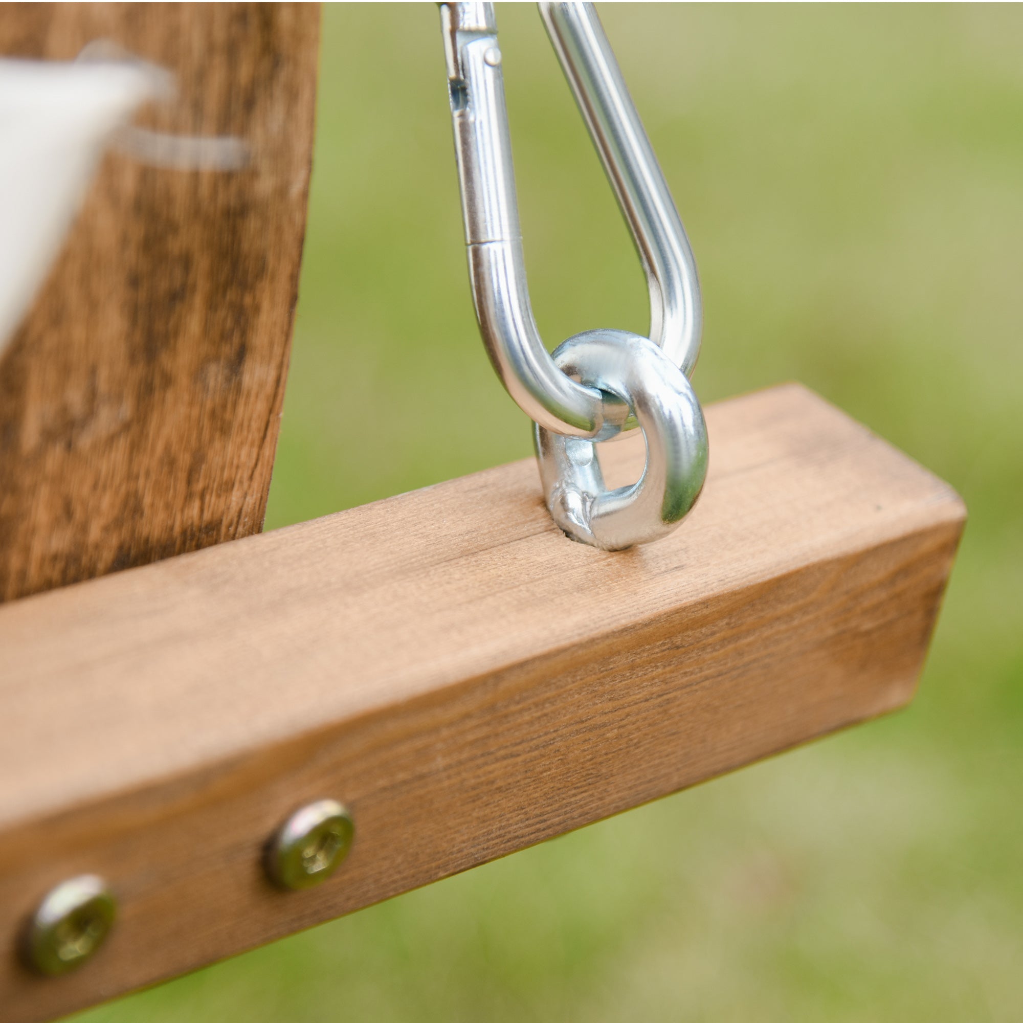 Outsunny Wooden Porch A-Frame Swing Chair With Canopy and Cushion for Patio Garden Yard - North Peak Garden Furniture