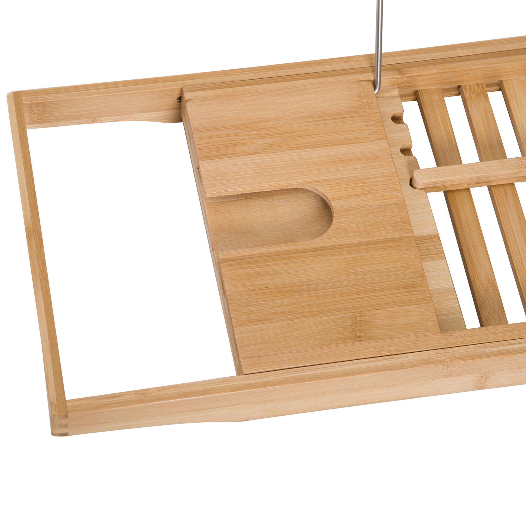 HOMCOM Extendable Bamboo Bathtub Shelf Rack Bath Caddy Tray Bathroom Storage, Set of 2 - North Peak Garden Furniture