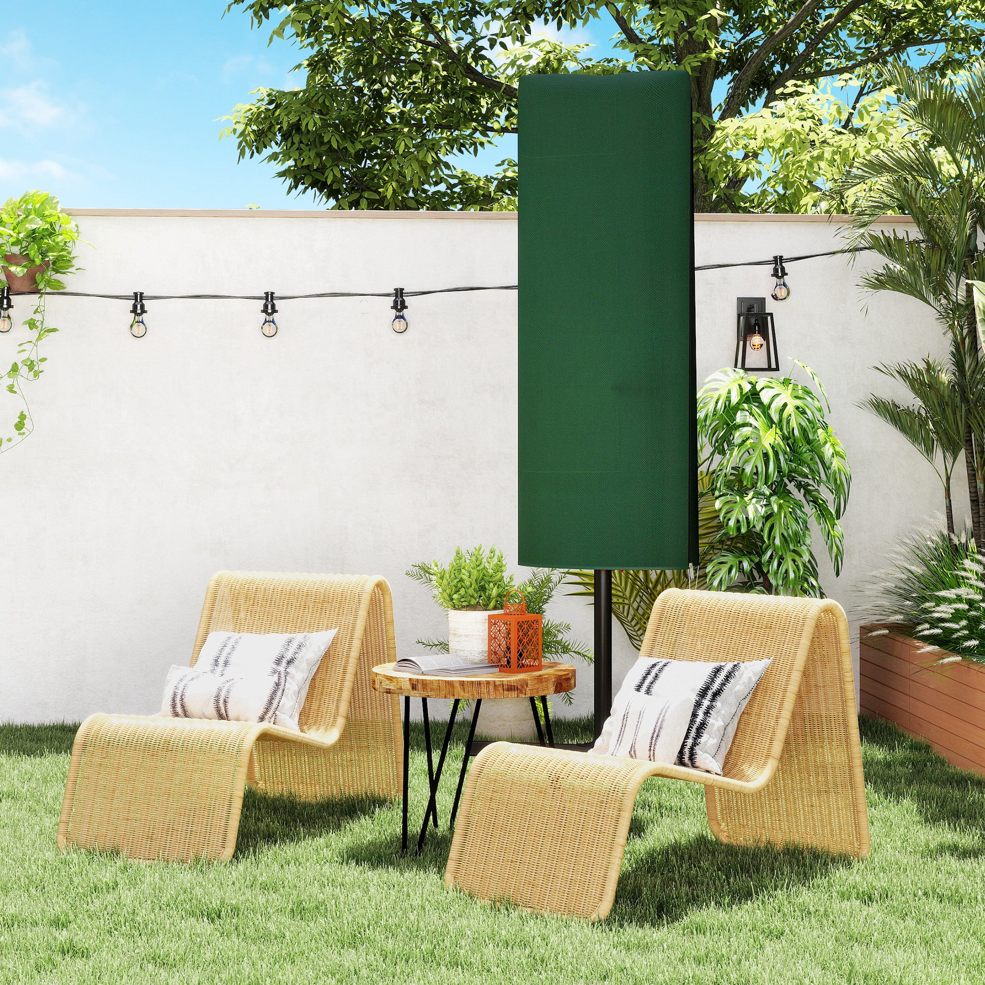 Outsunny Garden Parasol Cover, Outdoor Patio Umbrella Protector Weatherproof Garden Patio for 2-4m Parasol, Dark Green