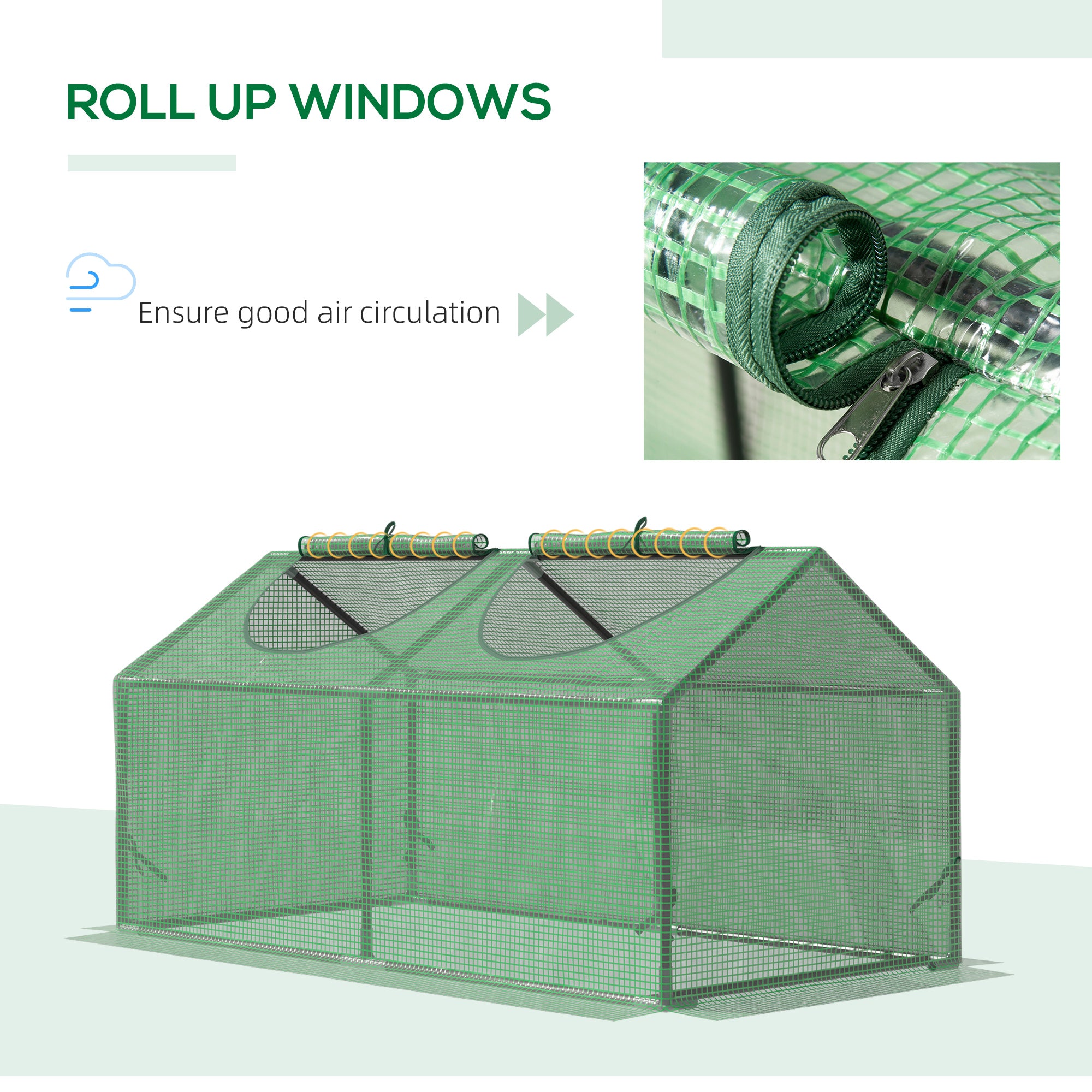 Outsunny Mini Greenhouse, Small Plant Grow House for Outdoor with Durable PE Cover, Observation Windows, 120 x 60 x 60 cm, Green - North Peak Garden Furniture