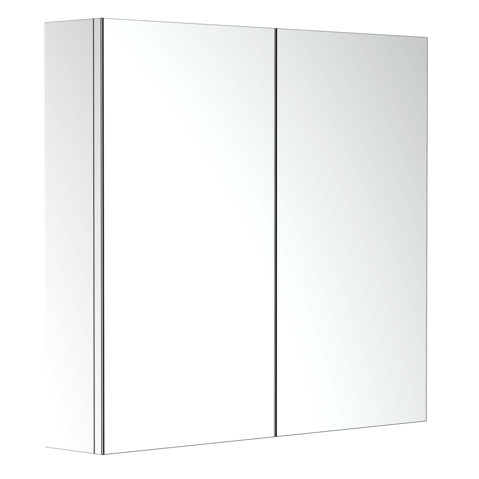 HOMCOM Bathroom Mirror Cabinet, Stainless Steel Wall Mounted Bathroom Storage Cabinet with Double Doors, 60x55cm - North Peak Garden Furniture