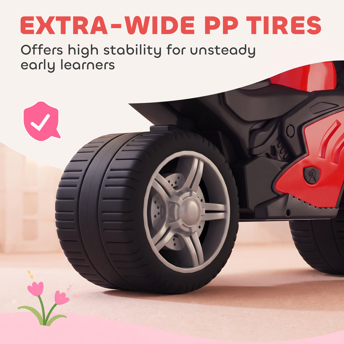 AIYAPLAY Balance Bike with Music Extra-Wide Wheels Toddler Bike for Boys Girls Red