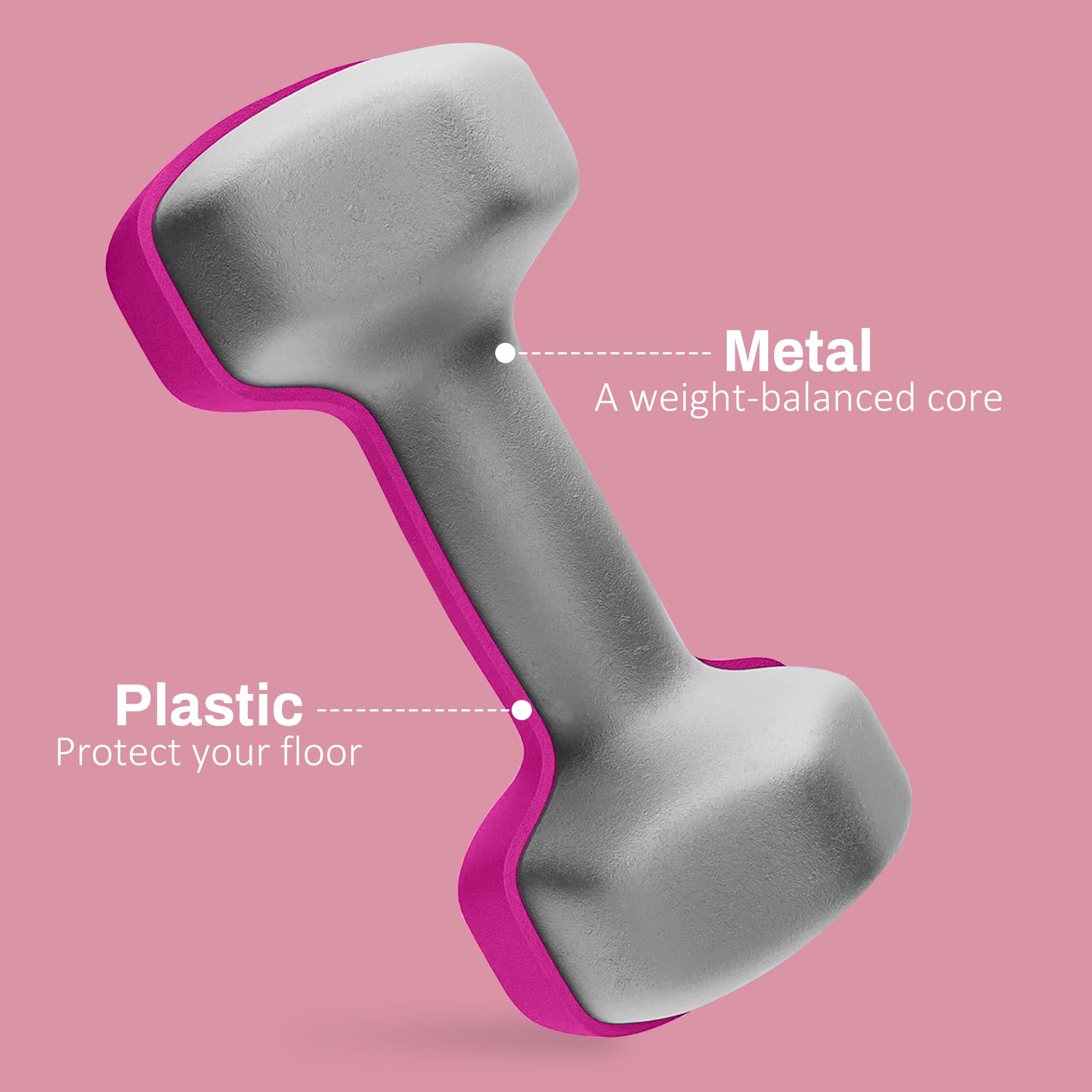 SPORTNOW 2 x 3kg Hexagonal Dumbbells Weights Set with Non-Slip Grip for Home Gym Workout, Pink - North Peak Garden Furniture