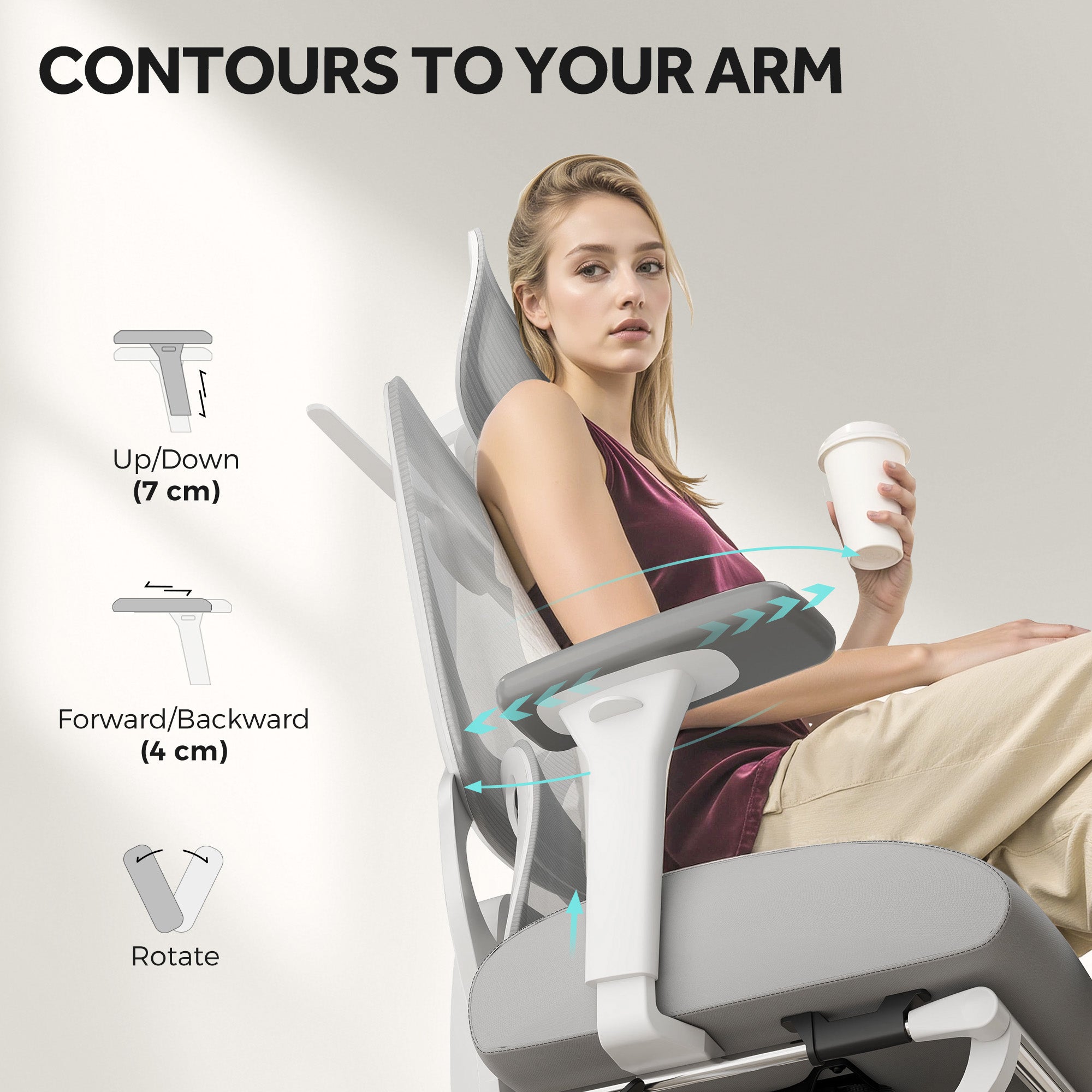 HOMCOM Executive Office Chair, Ergonomic Mesh Desk Chair with 3D Armrests, Rotatable Headrest, Adjustable Lumbar Support, Recliner Computer Swivel Chair with Footrest for Home Office, Grey - North Peak Garden Furniture