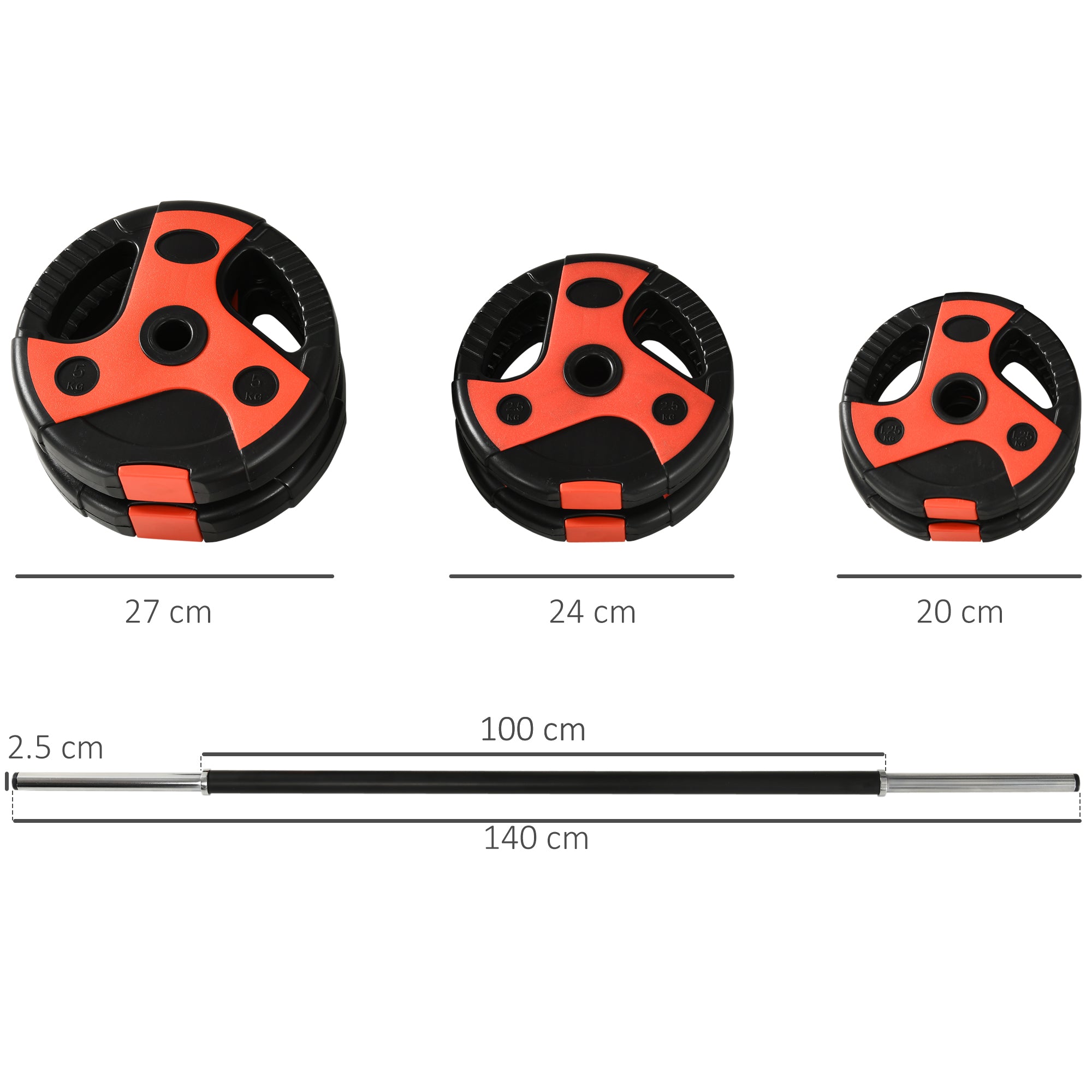 SPORTNOW 20kg Adjustable Barbell Weights Set for Home Gym, Strength Training - North Peak Garden Furniture
