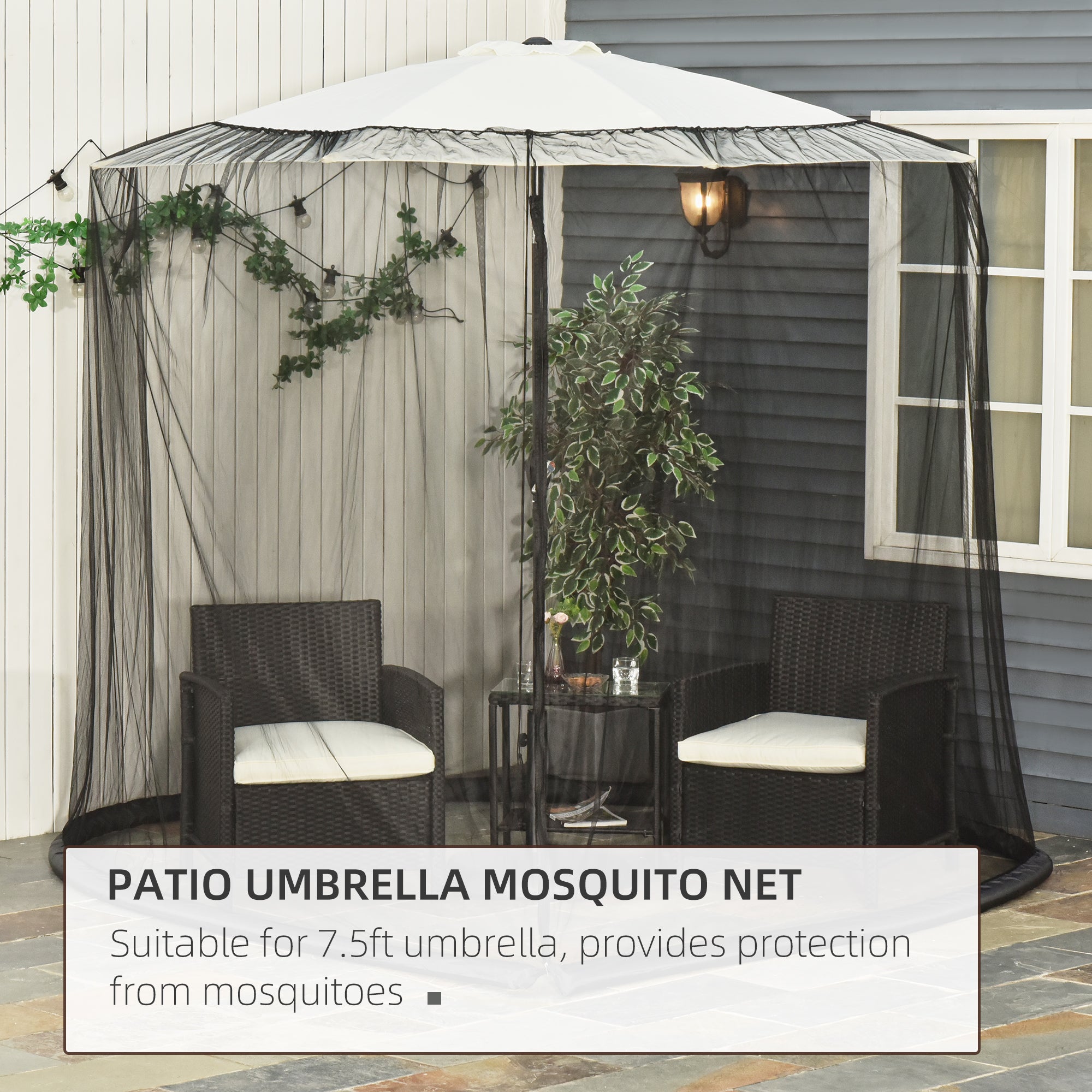 Outsunny 2.3m Umbrella Table Screen Outdoor Patio Cover Mosquito Insect Net Zipped Door - North Peak Garden Furniture